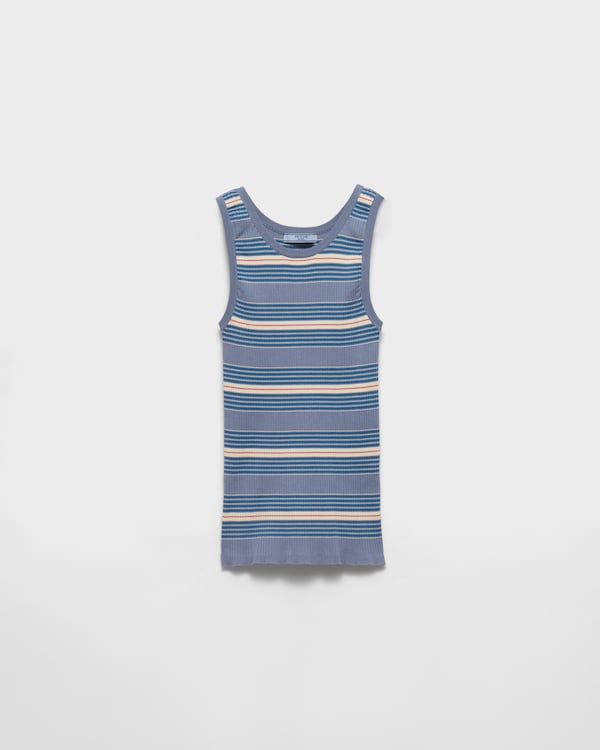 日本最大のブランド Periwinkle Blue Striped stretch cotton knit top | PRADA トップス