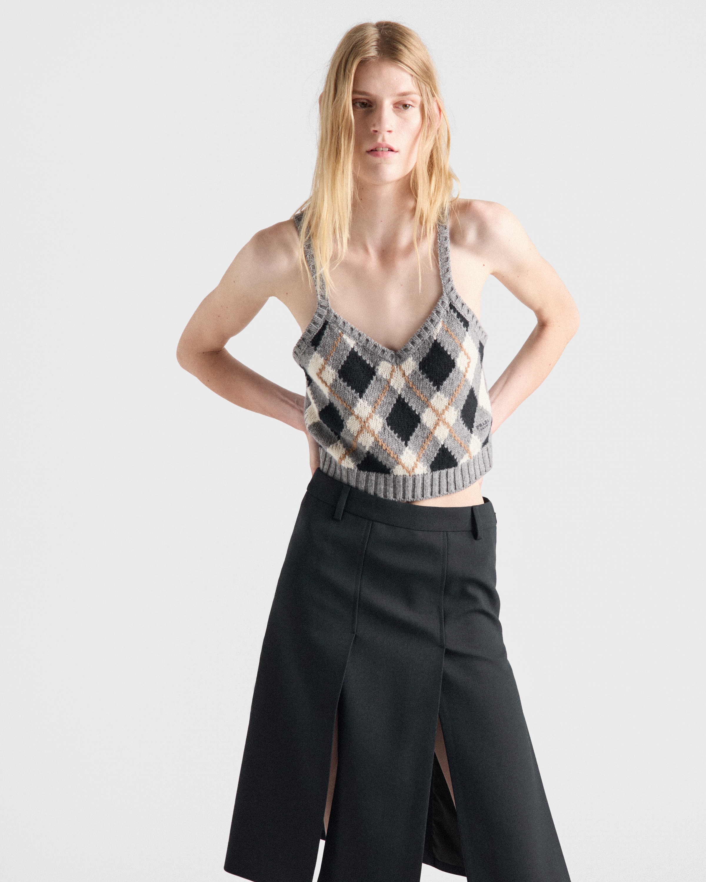 Argyle knit cashmere top