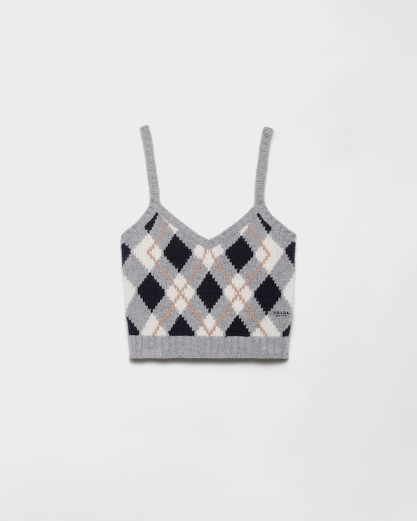 Top in cashmere con motivo Argyle Top in cashmere con motivo Argyle