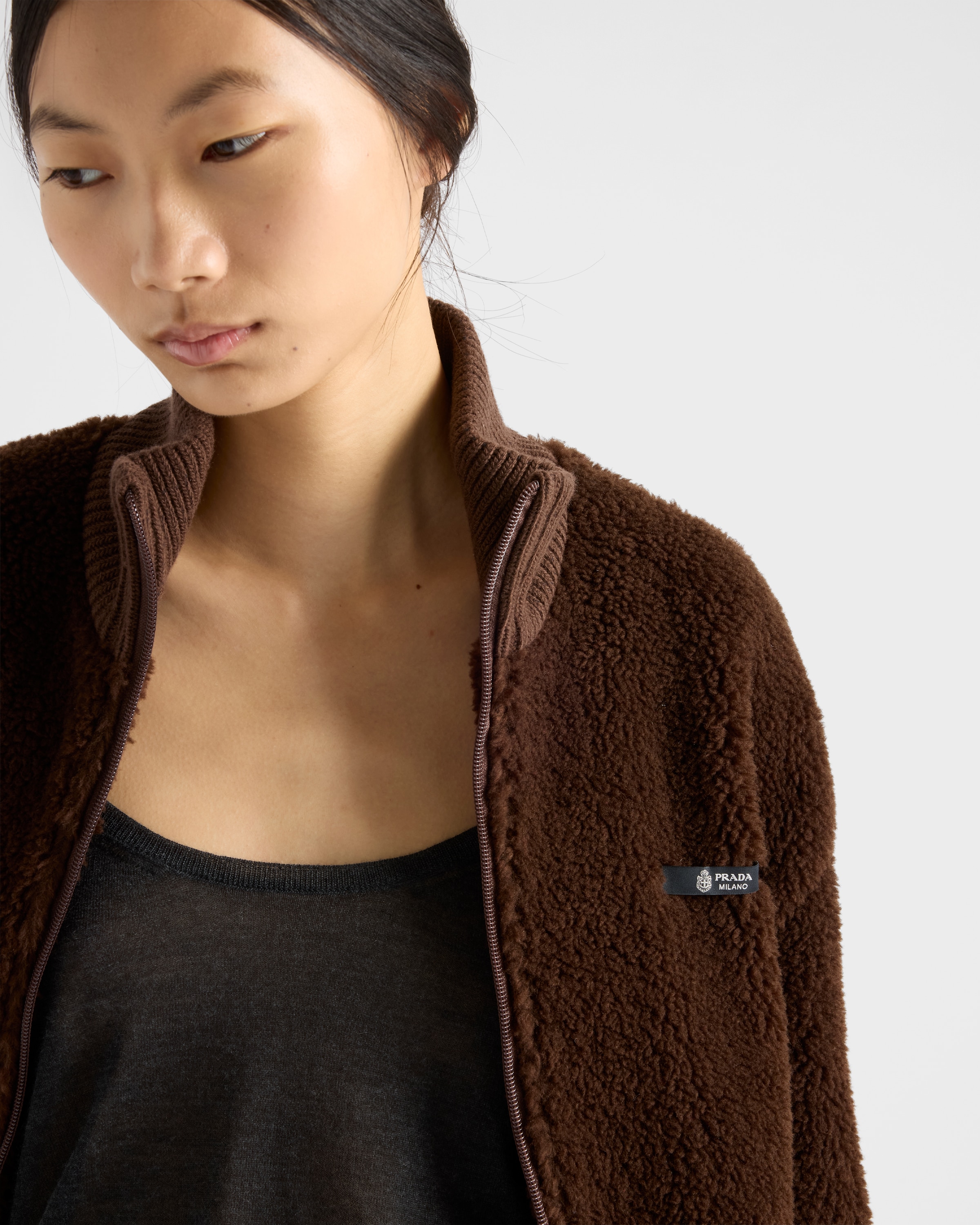 Anthracite Gray Cashmere And Silk Tank Top | PRADA