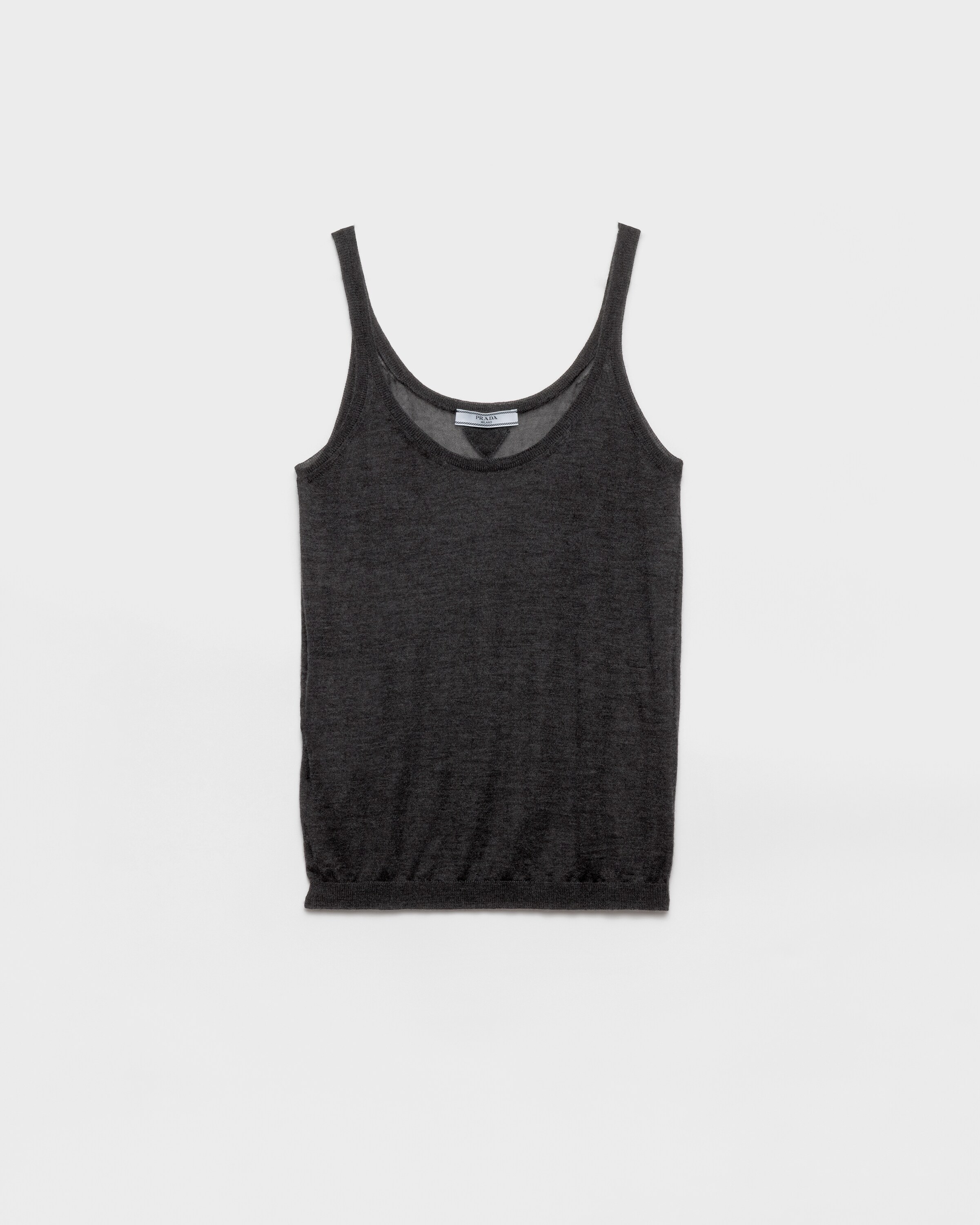 Prada Débardeur En Cachemire Et Soie, Femme, Gris Anthracite, Taille 44