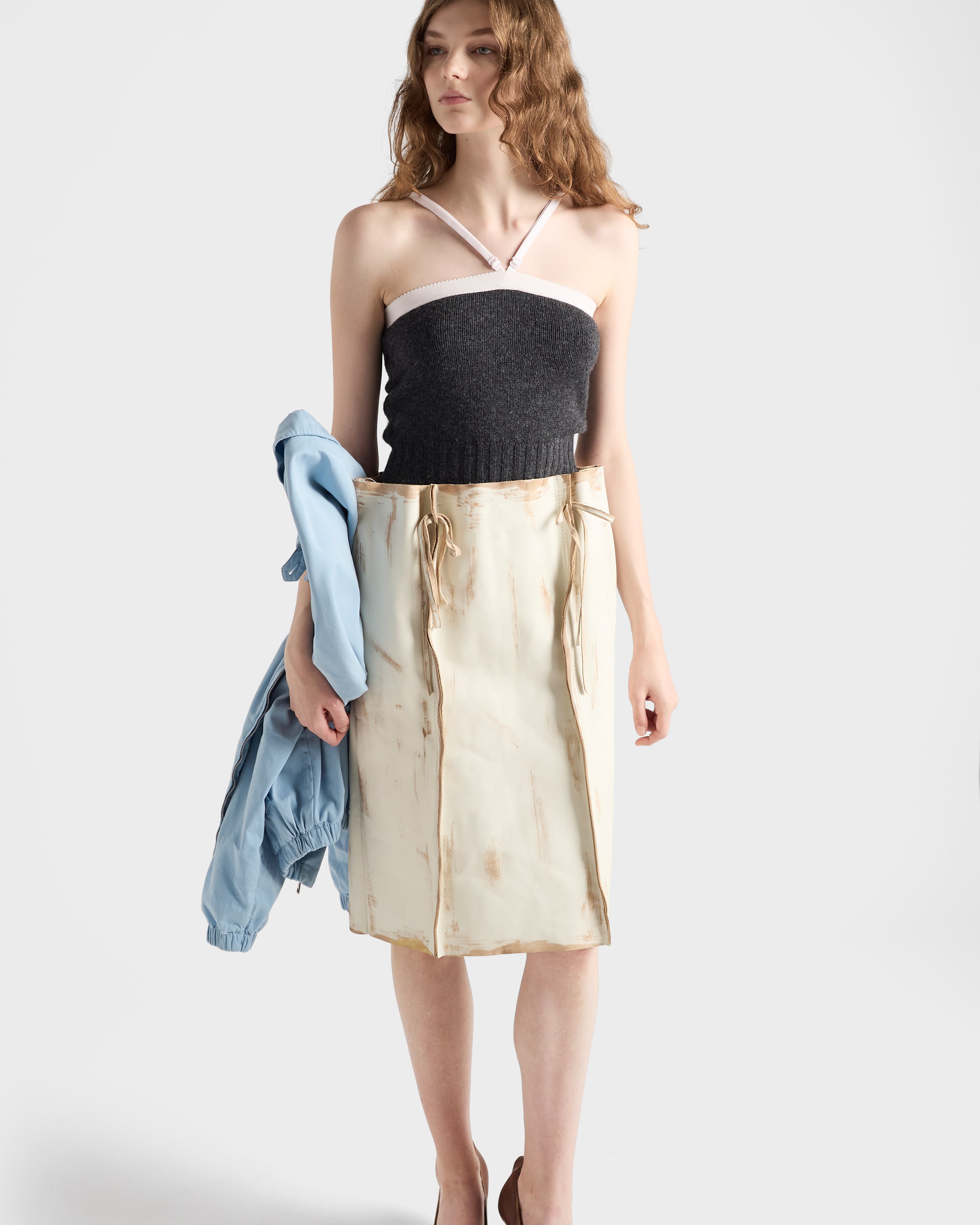 Prada Cashmere And Wool Top In Gray
