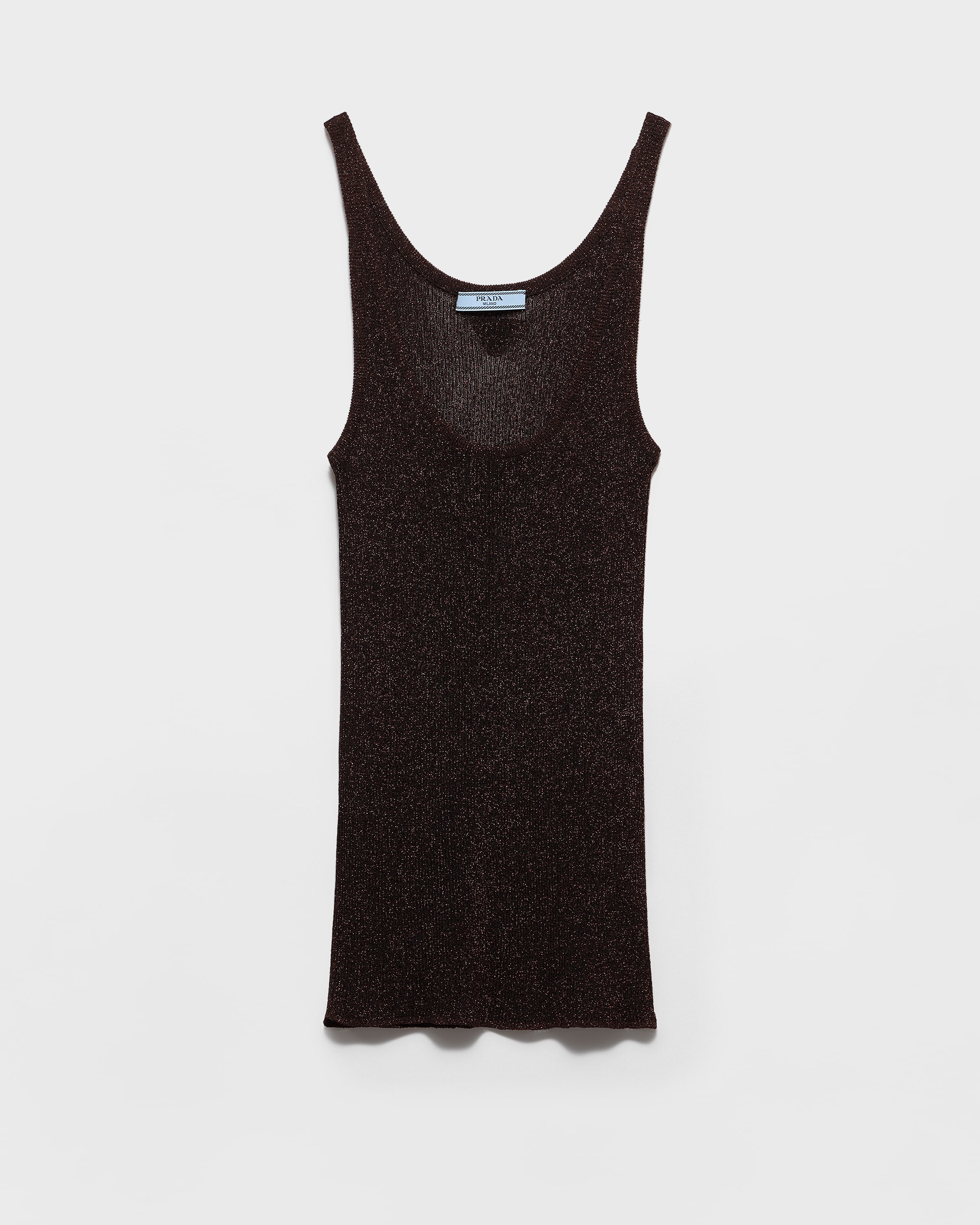 Prada Lamé Tank Top In Brown