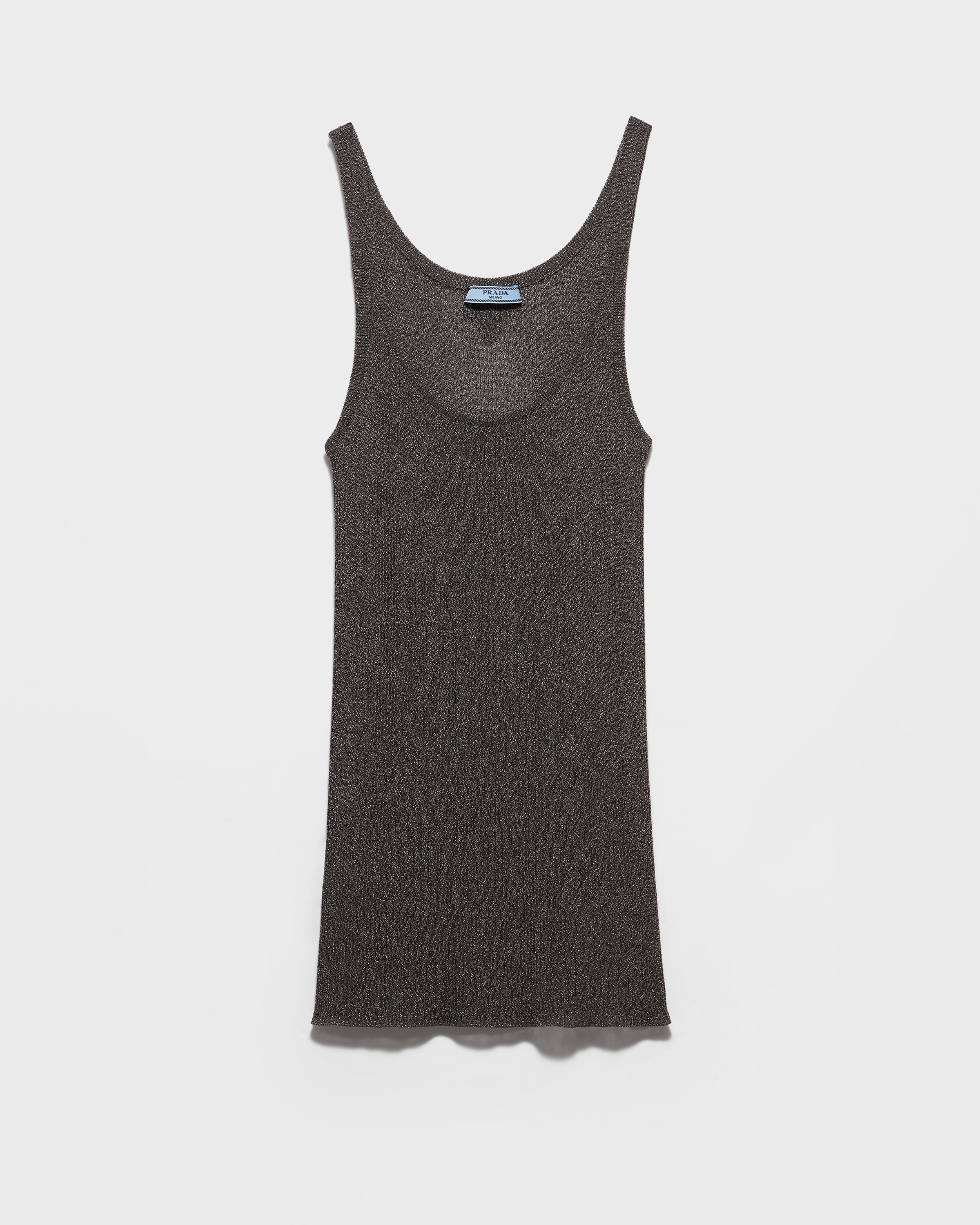 Prada Lamé Tank Top In Gray