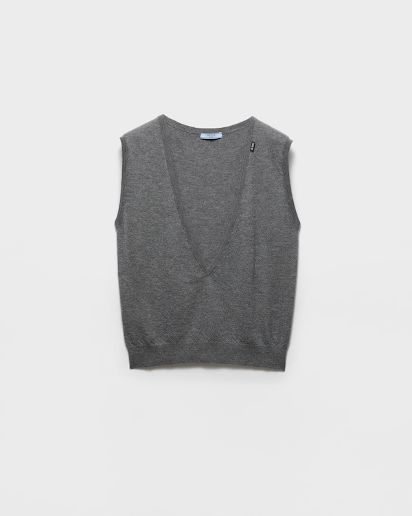 Cashmere V-neck vest - Slate Gray Cashmere V-neck vest - Slate Gray