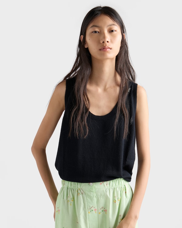 Camiseta de tirantes de cachemir - Negro Camiseta de tirantes de cachemir - Negro