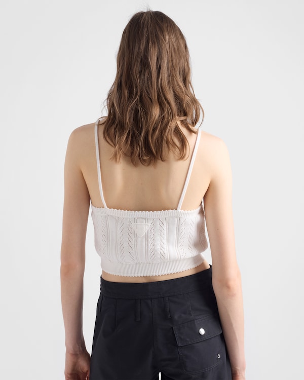 Crop top en coton ajouré - Blanc Crop top en coton ajouré - Blanc