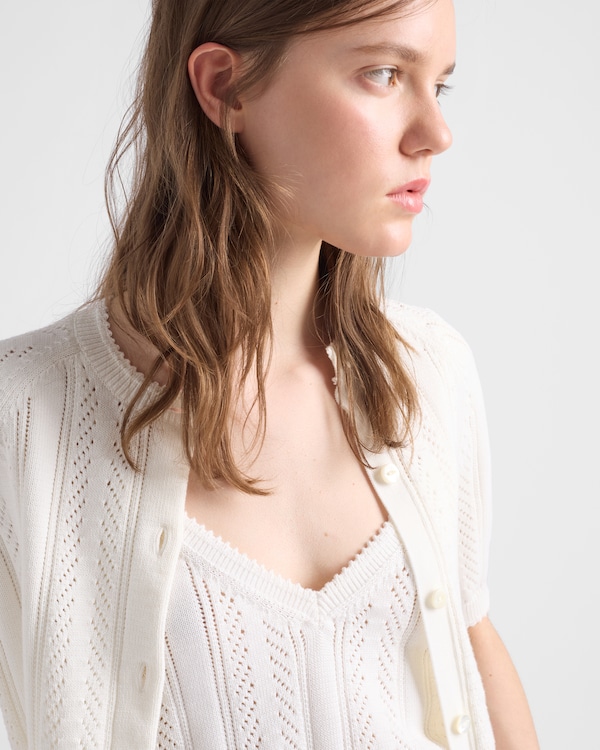 Crop top en coton ajouré - Blanc Crop top en coton ajouré - Blanc