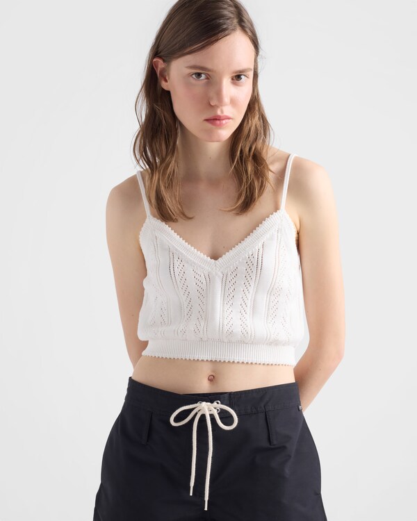 Crop top en coton ajouré - Blanc Crop top en coton ajouré - Blanc
