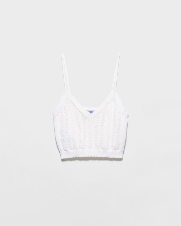 Crop top en coton ajouré - Blanc Crop top en coton ajouré - Blanc