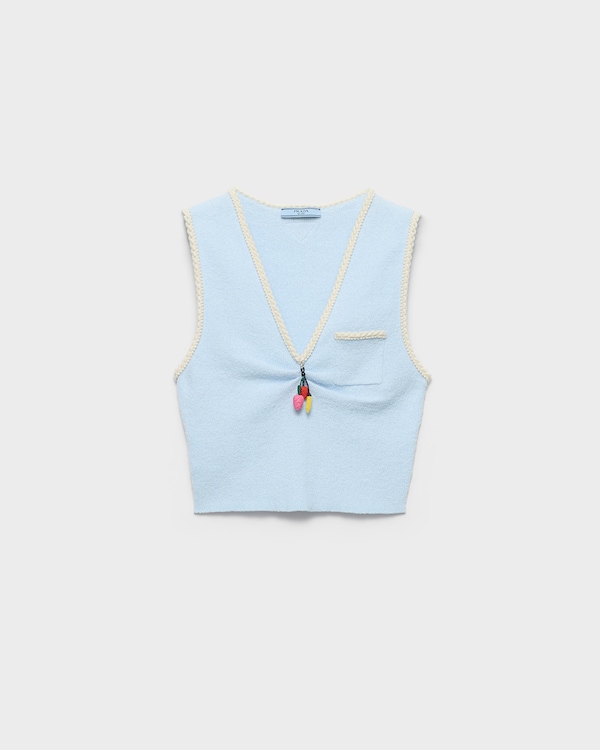 Cotton bouclé crop top - Sky Blue Cotton bouclé crop top - Sky Blue