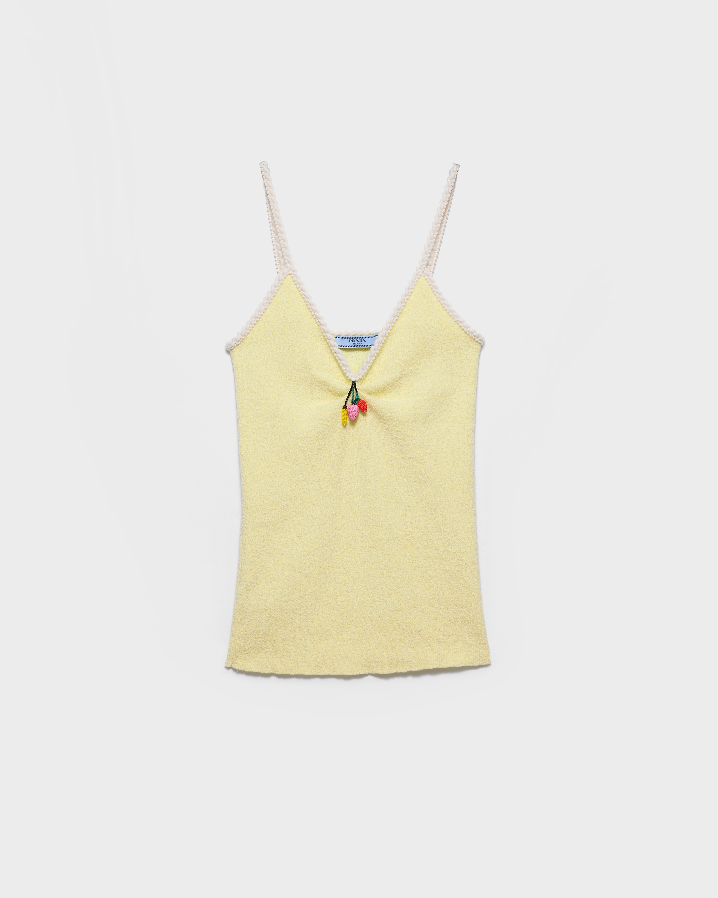 Pollen Yellow Cotton Bouclé Top | PRADA - United States
