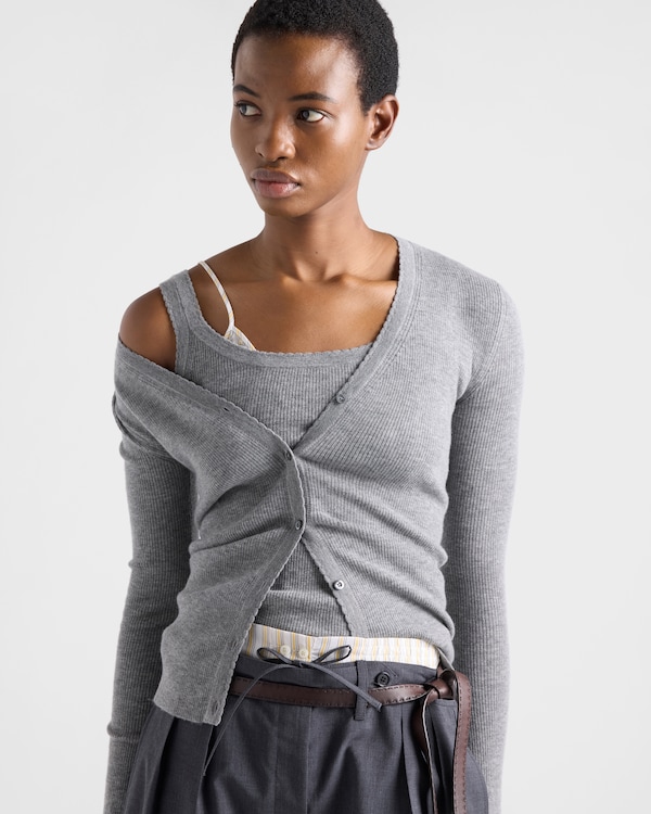 Ribbed knit cashmere tank top - Grey Ribbed knit cashmere tank top - Grey