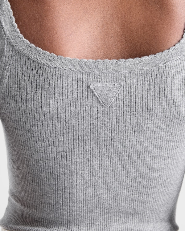Ribbed knit cashmere tank top - Grey Ribbed knit cashmere tank top - Grey