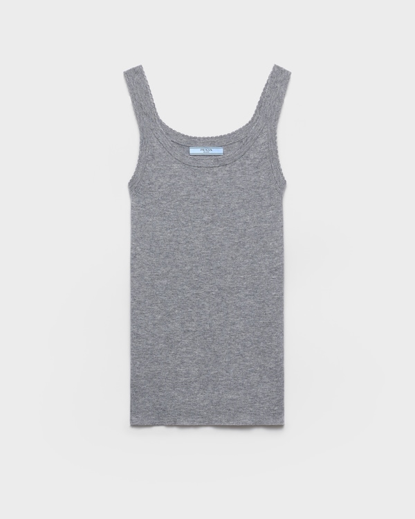 Ribbed knit cashmere tank top - Grey Ribbed knit cashmere tank top - Grey