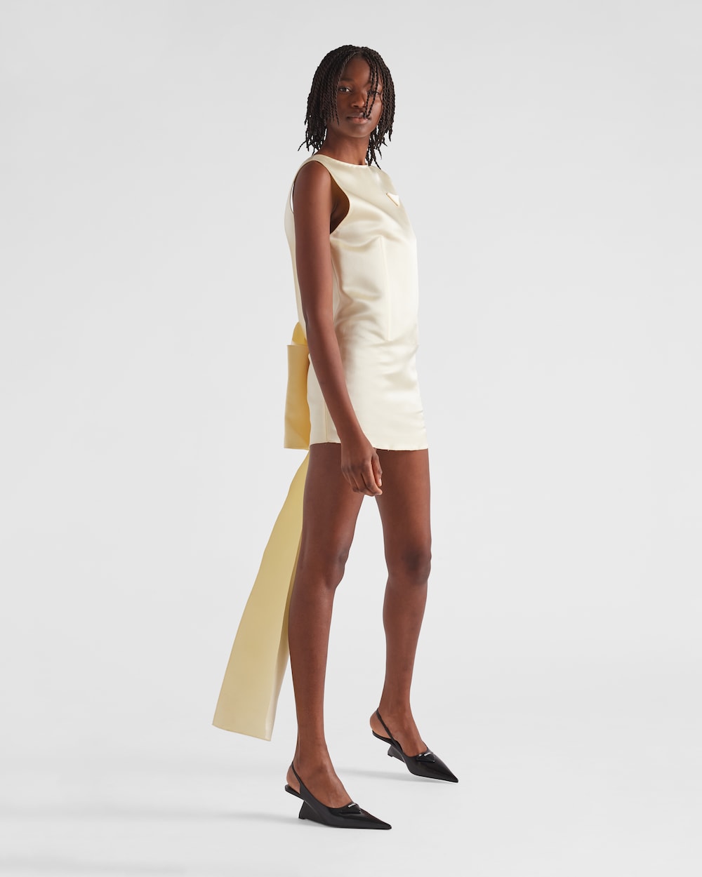 Cream Double satin mini-dress | Prada
