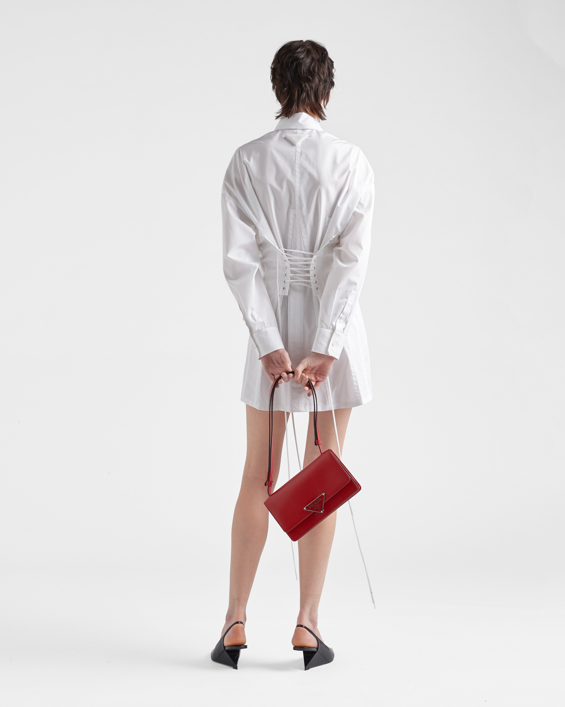 Printed poplin mini-dress