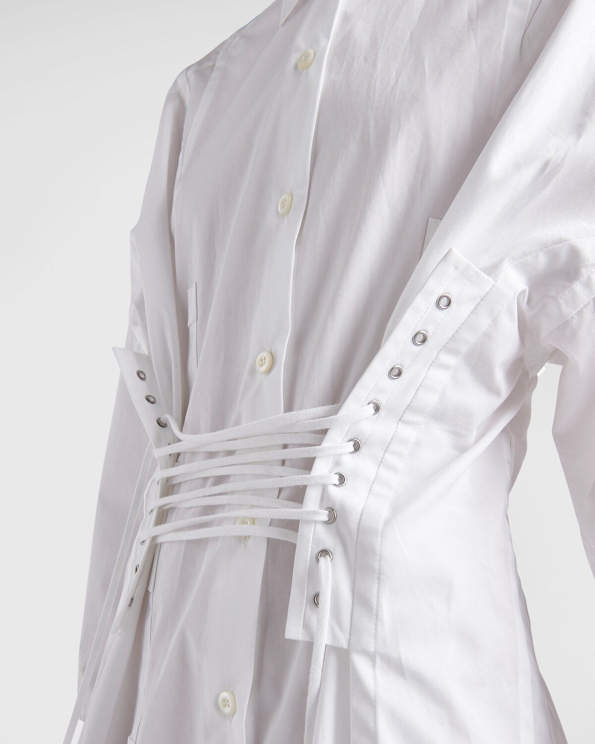 Prada Women White Poplin Shirt Dress