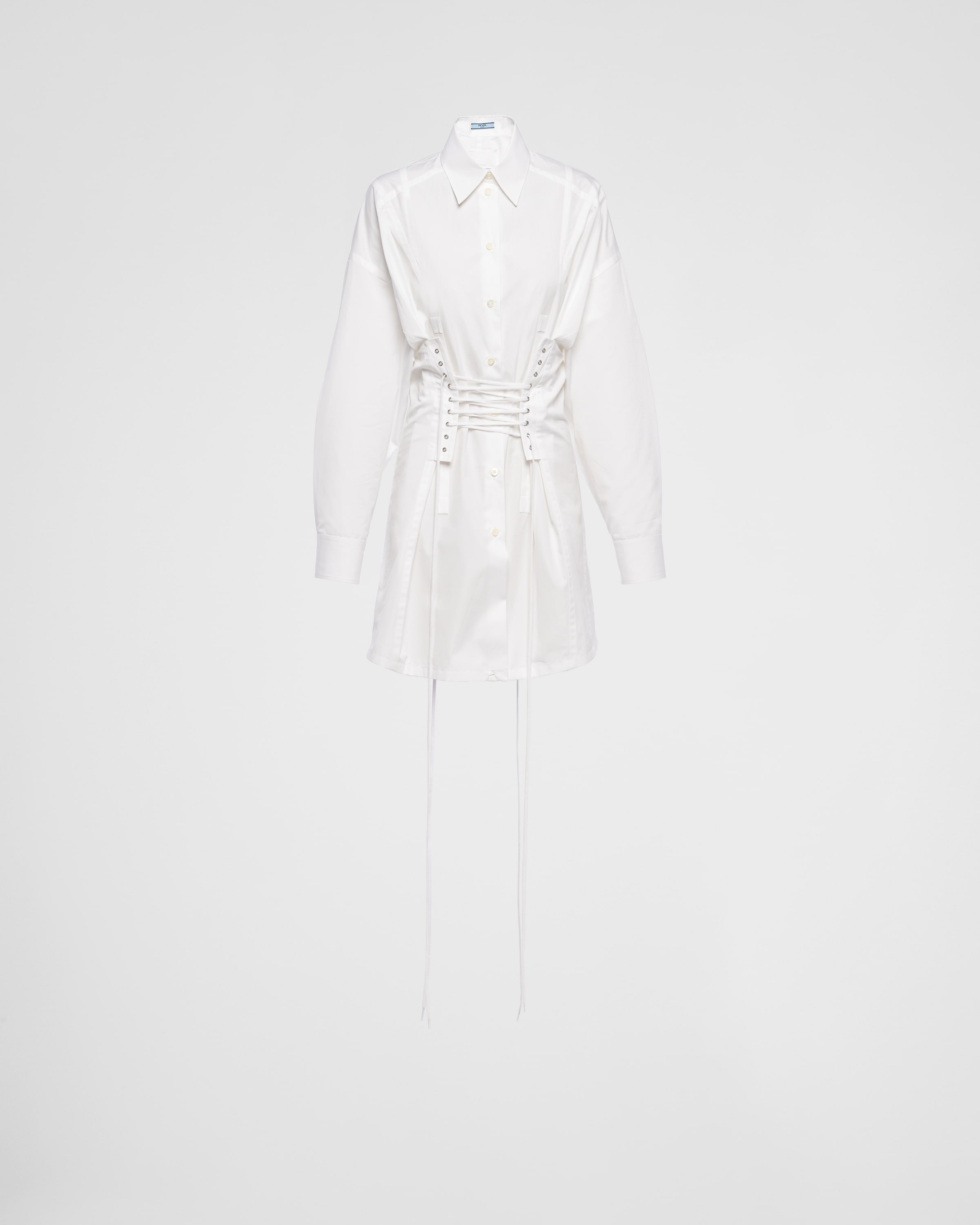 White Printed poplin mini-dress | Prada