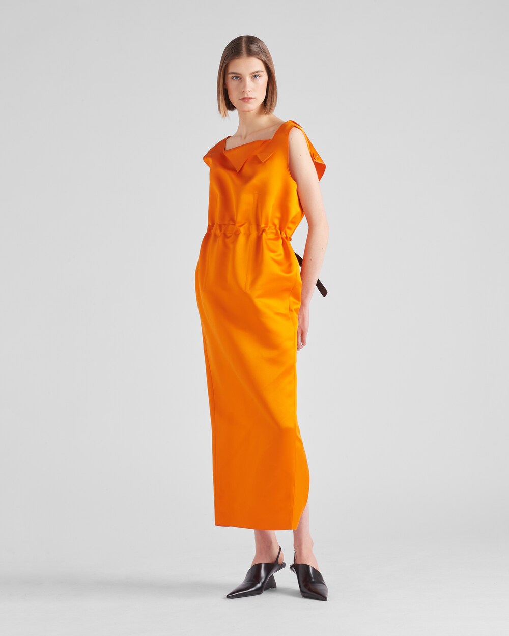 Abito in satin double Arancio | Prada