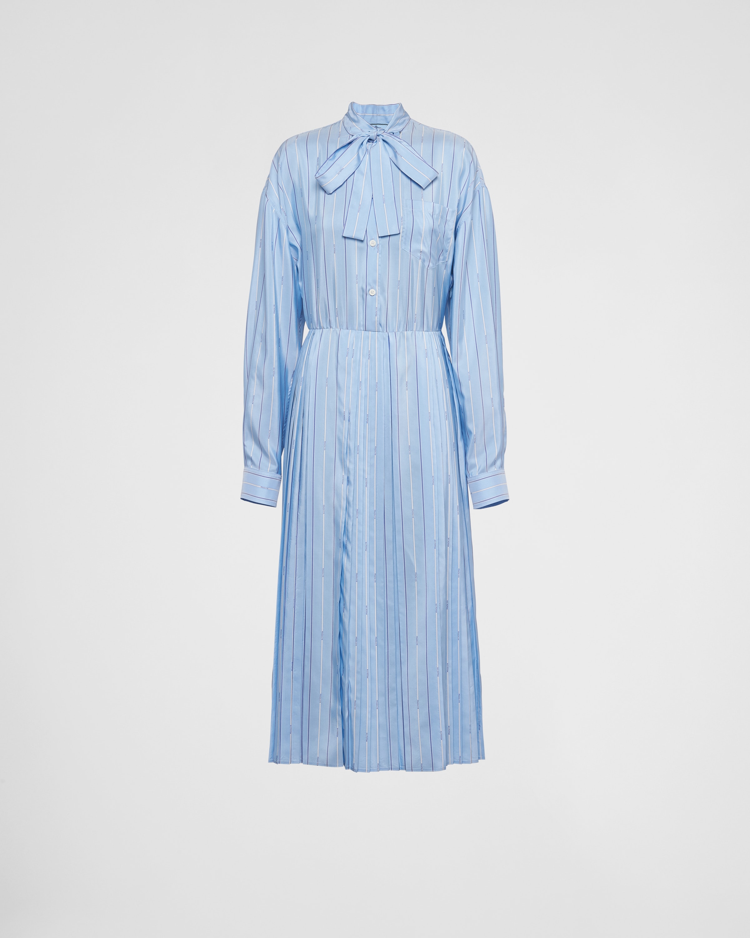 Light Blue Printed Pongee Dress | PRADA