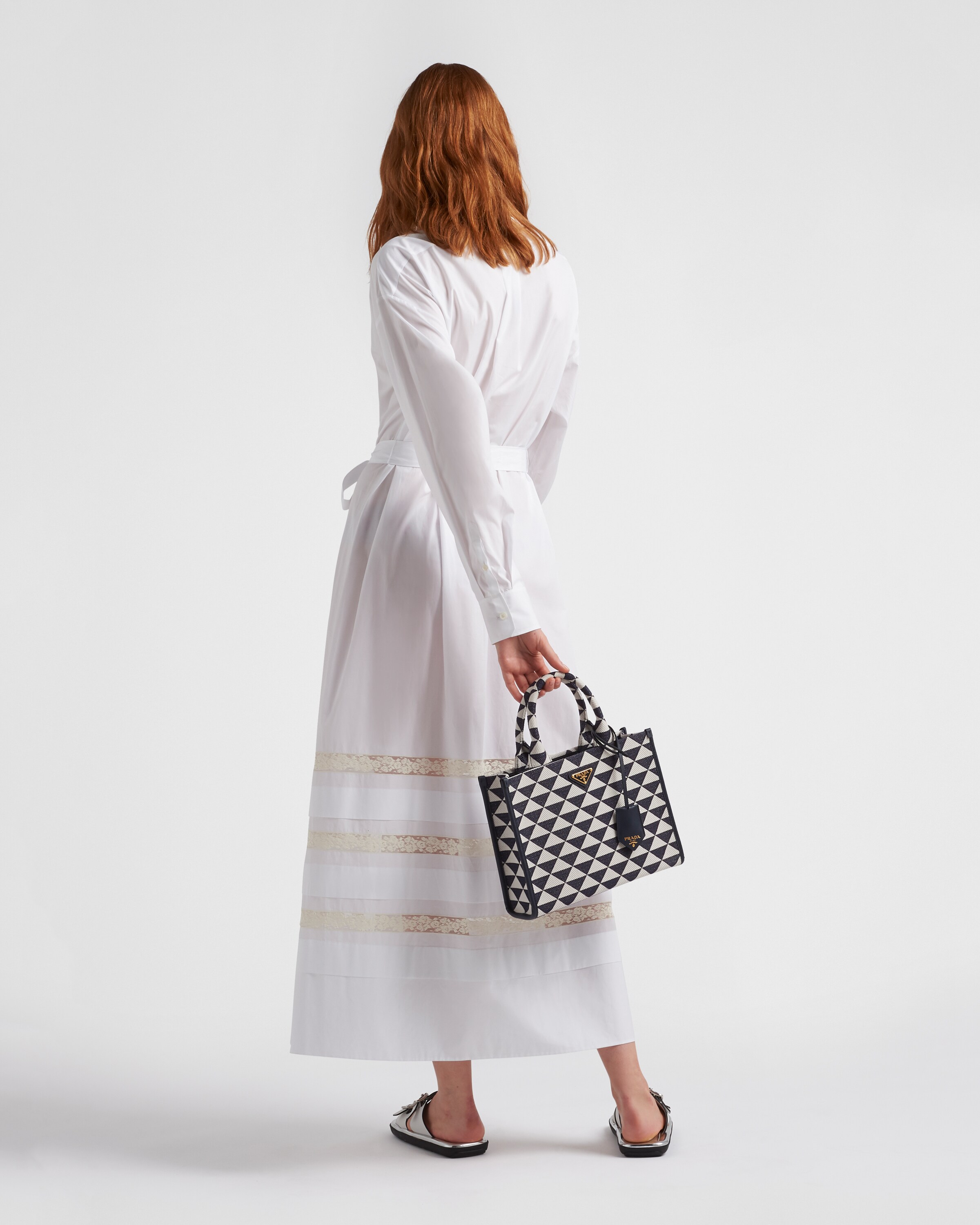 Prada Long intarsia poplin dress 5