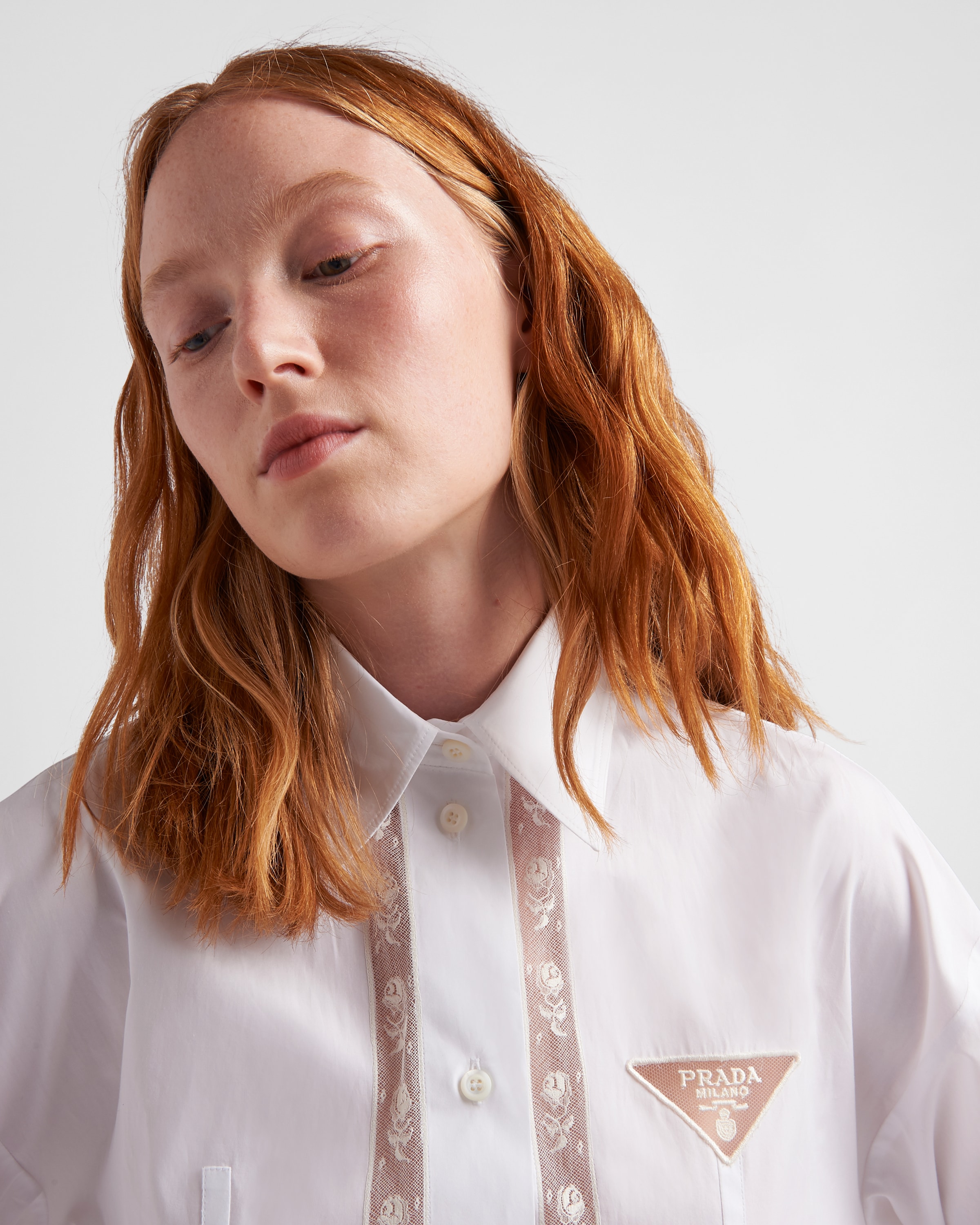 Prada Long intarsia poplin dress 3