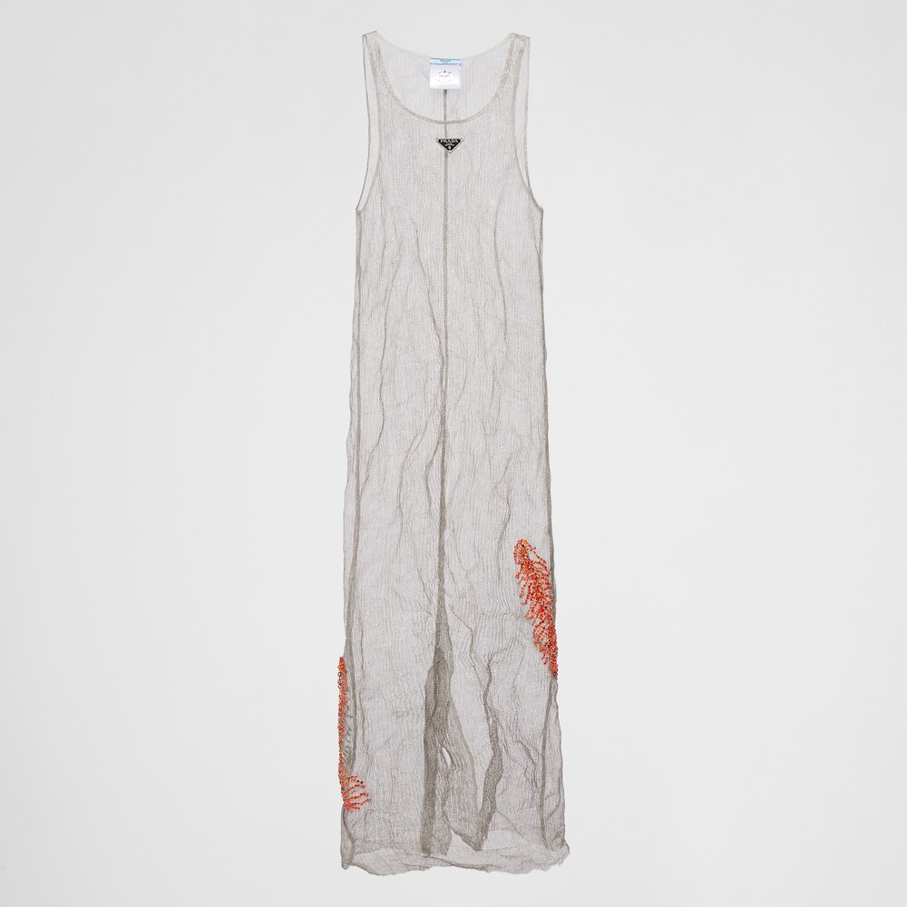 Prada Robe en mesh brodé 1