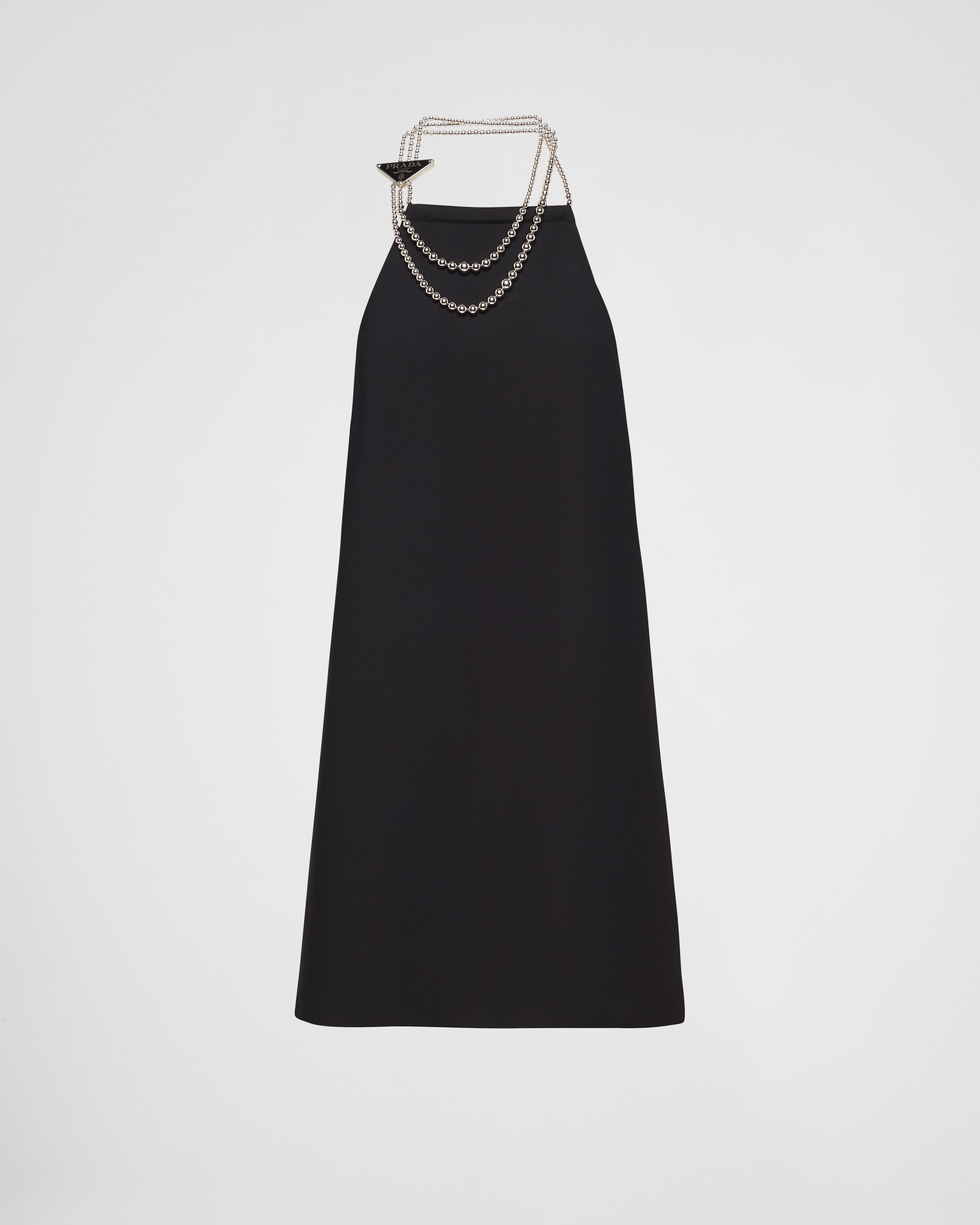 Black Cady mini-dress with necklace | Prada