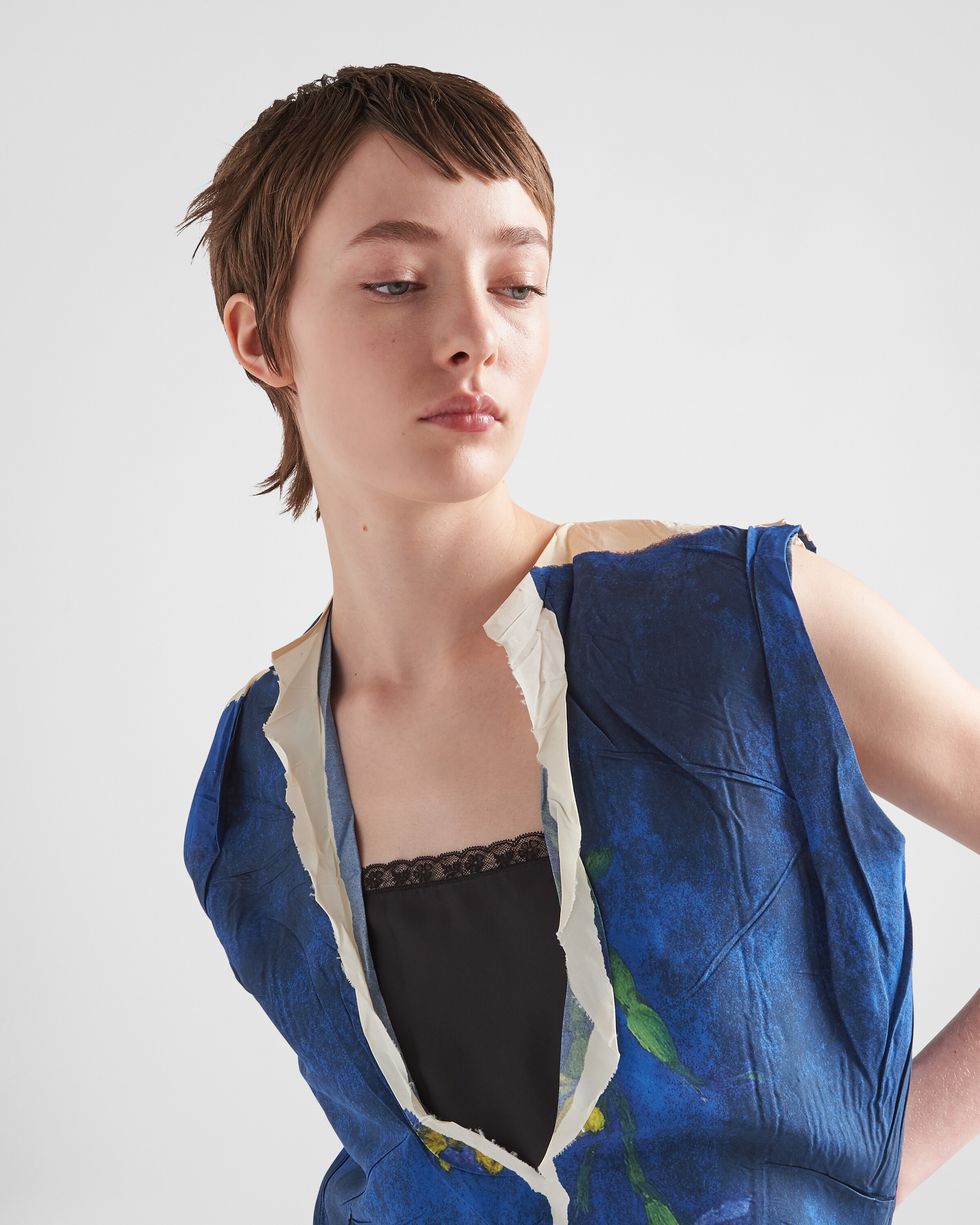 Prada Paper\u002Dbased printed technical fabric dress 3