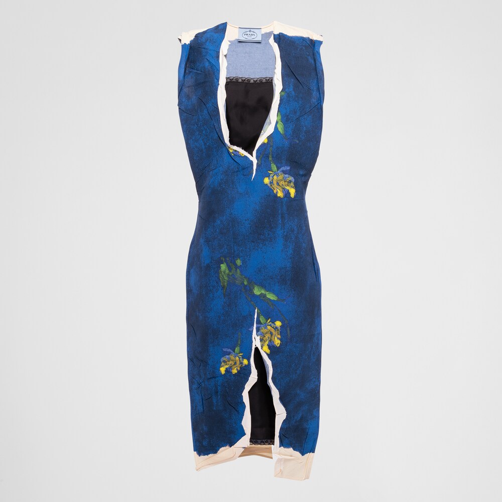 Prada Paper-based printed technical fabric dress 1