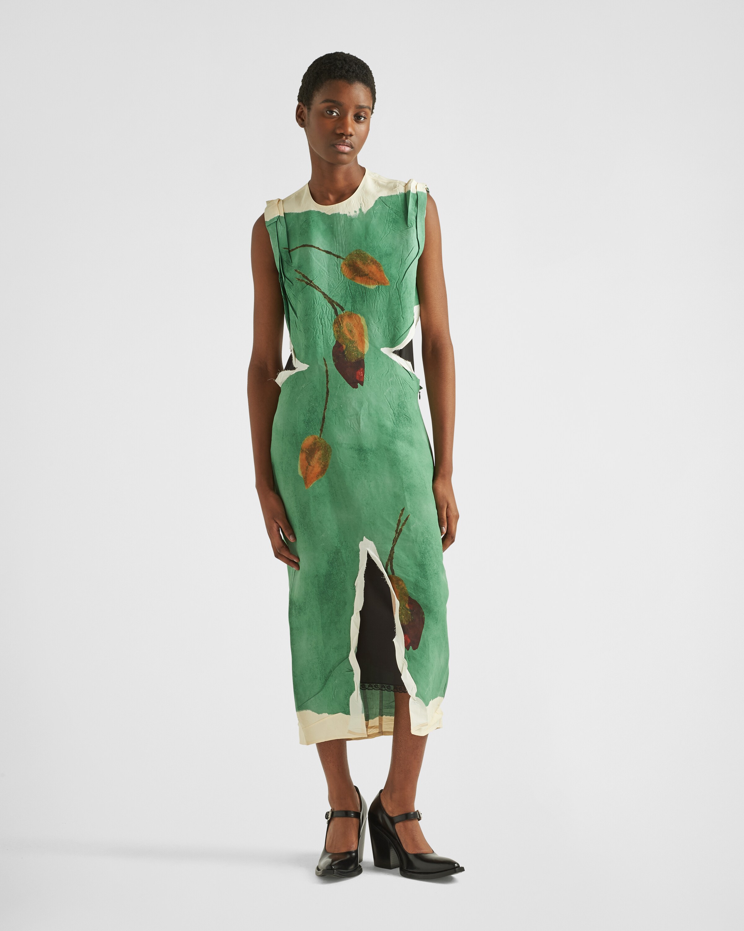 Prada Paper\u002Dbased printed technical fabric dress 2