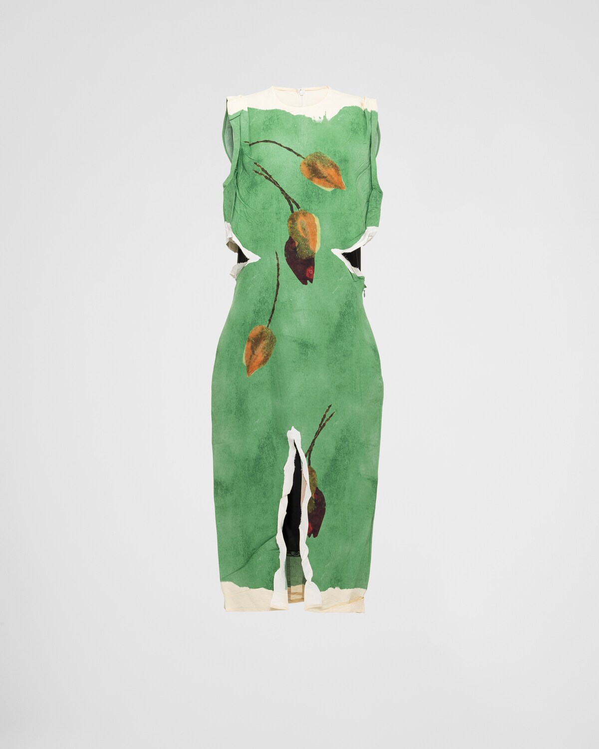 Green Paperbased Printed Technical Fabric Dress PRADA