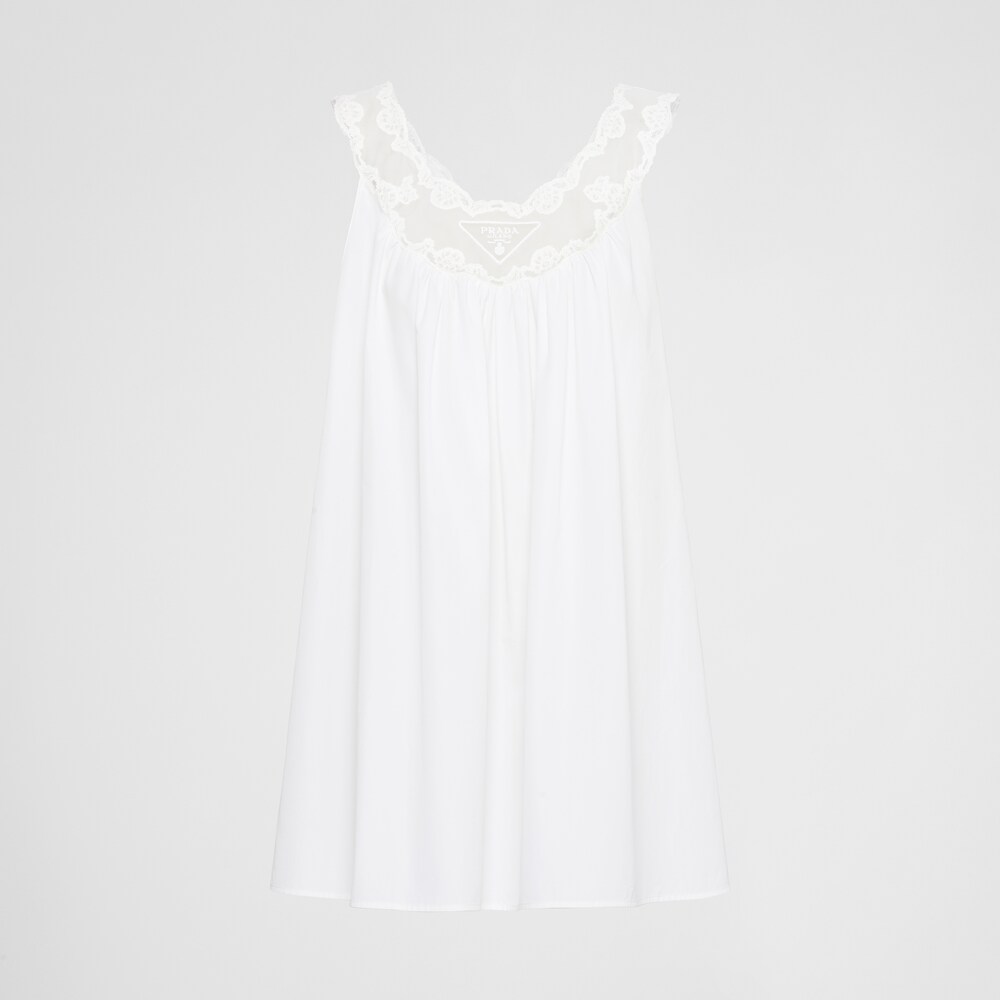Prada Robe brodée en popeline et dentelle 1