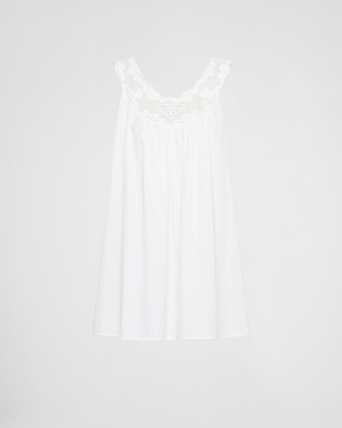 Prada Robe brodée en popeline et dentelle 1