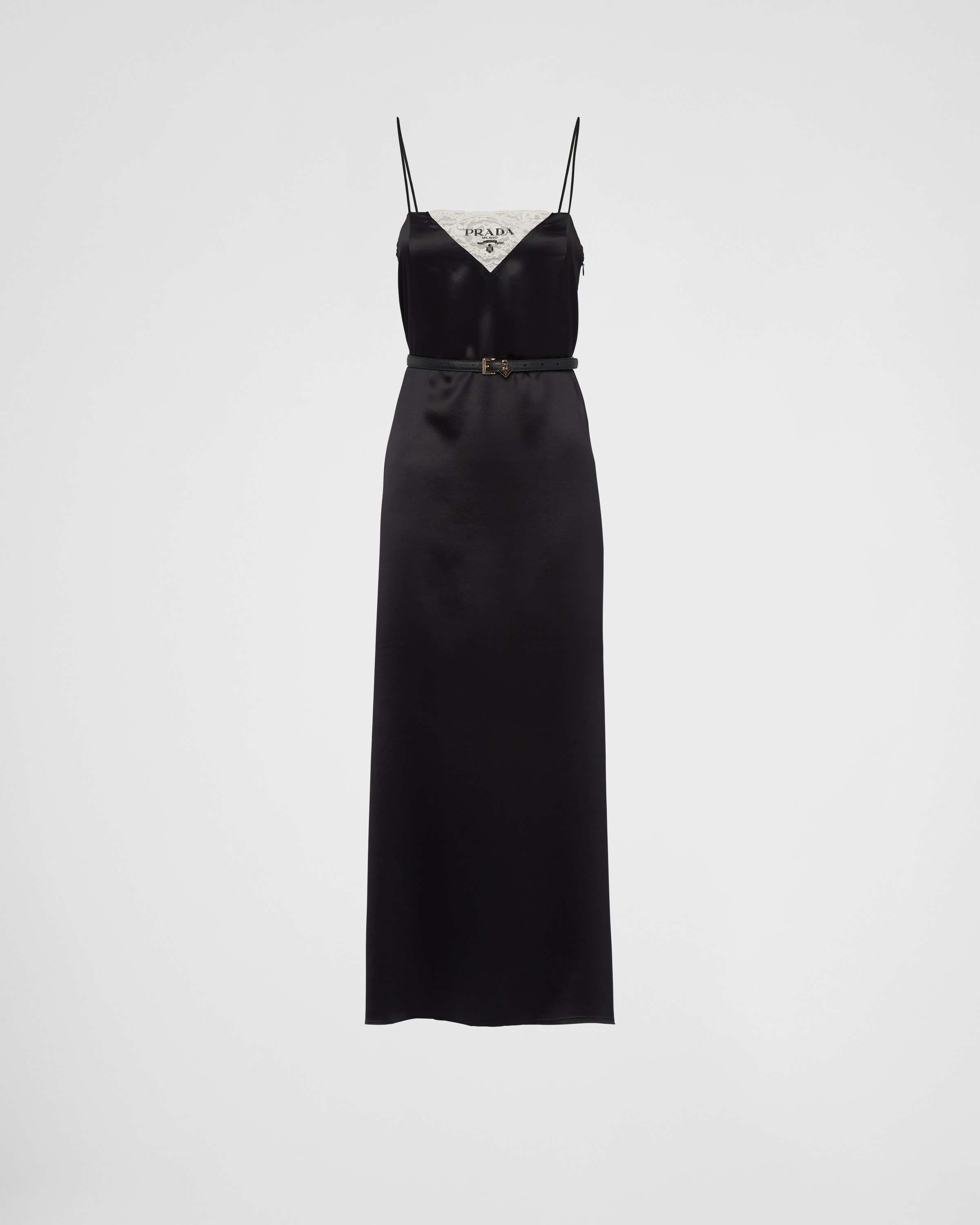 Black Satin Crepe Slip Dress PRADA