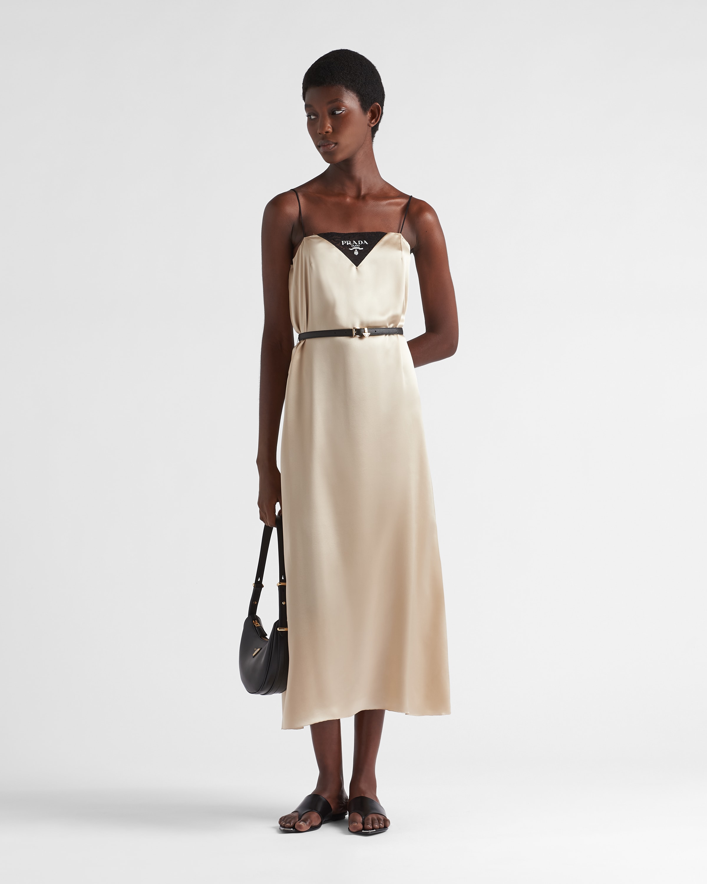 Satin crepe slip dress