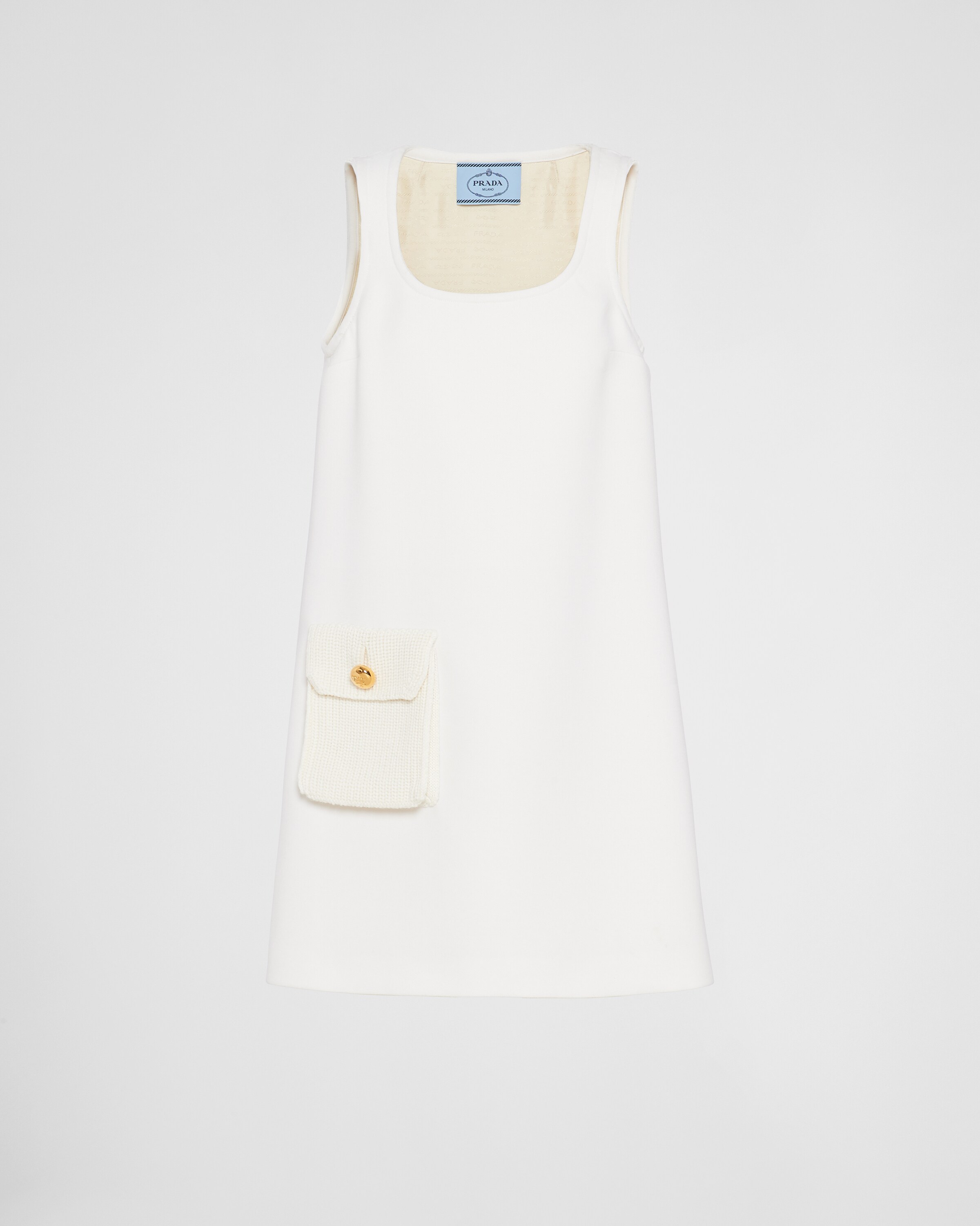 Prada Patch-pocket Virgin Wool Minidress In White