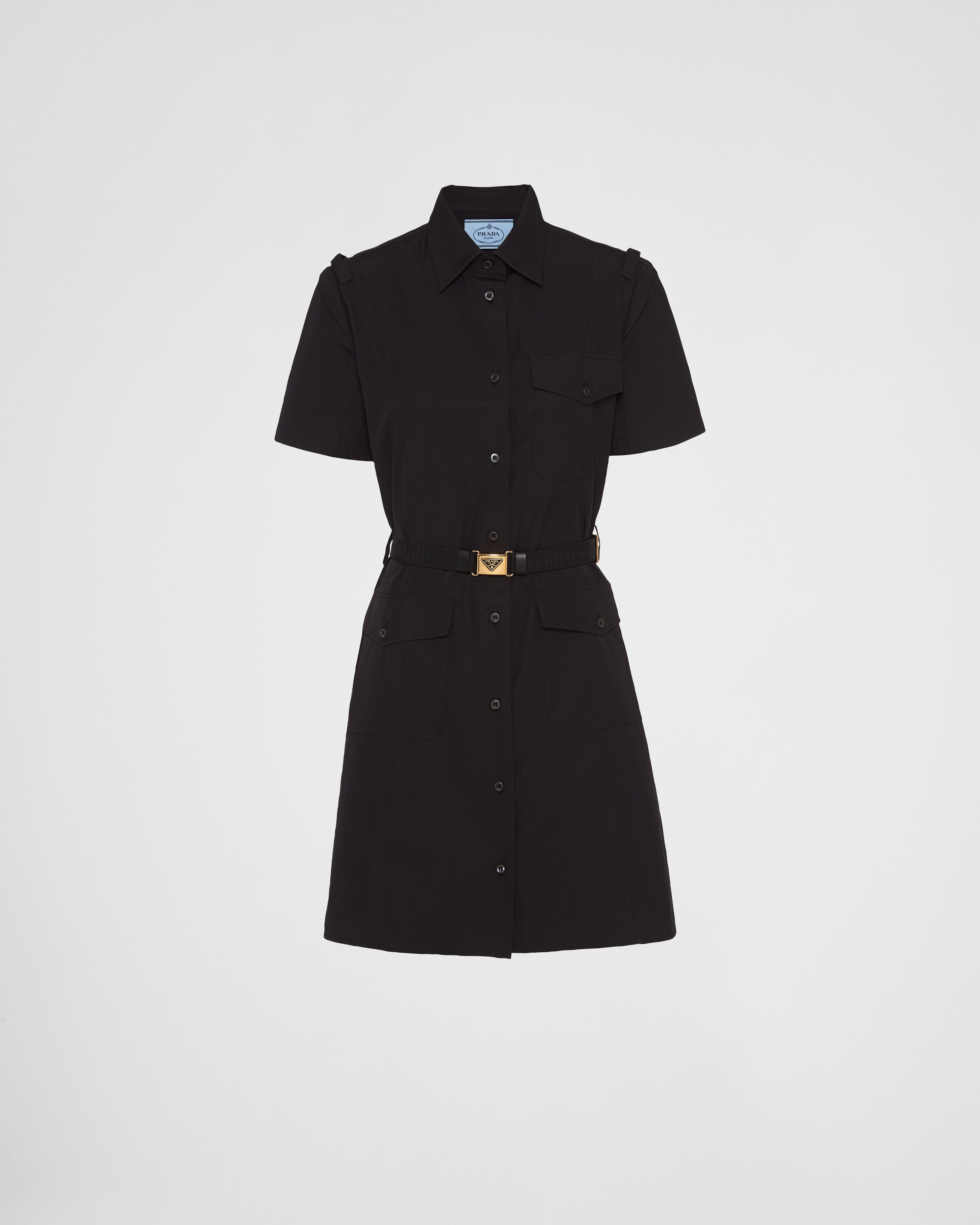 Prada Poplin Mini-dress In Black