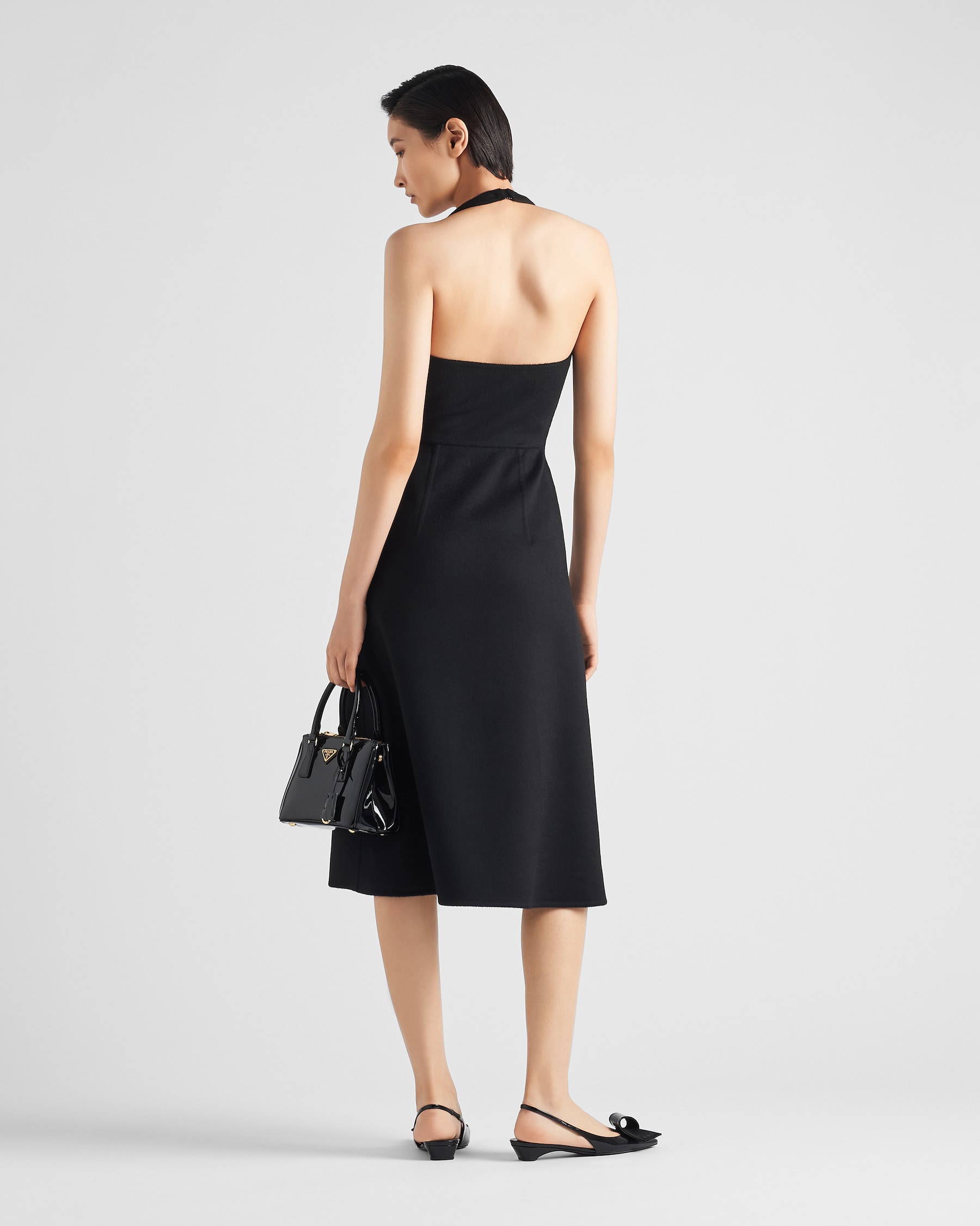 Prada £2000 Black & White Knit Jacquard Midi Dress XS