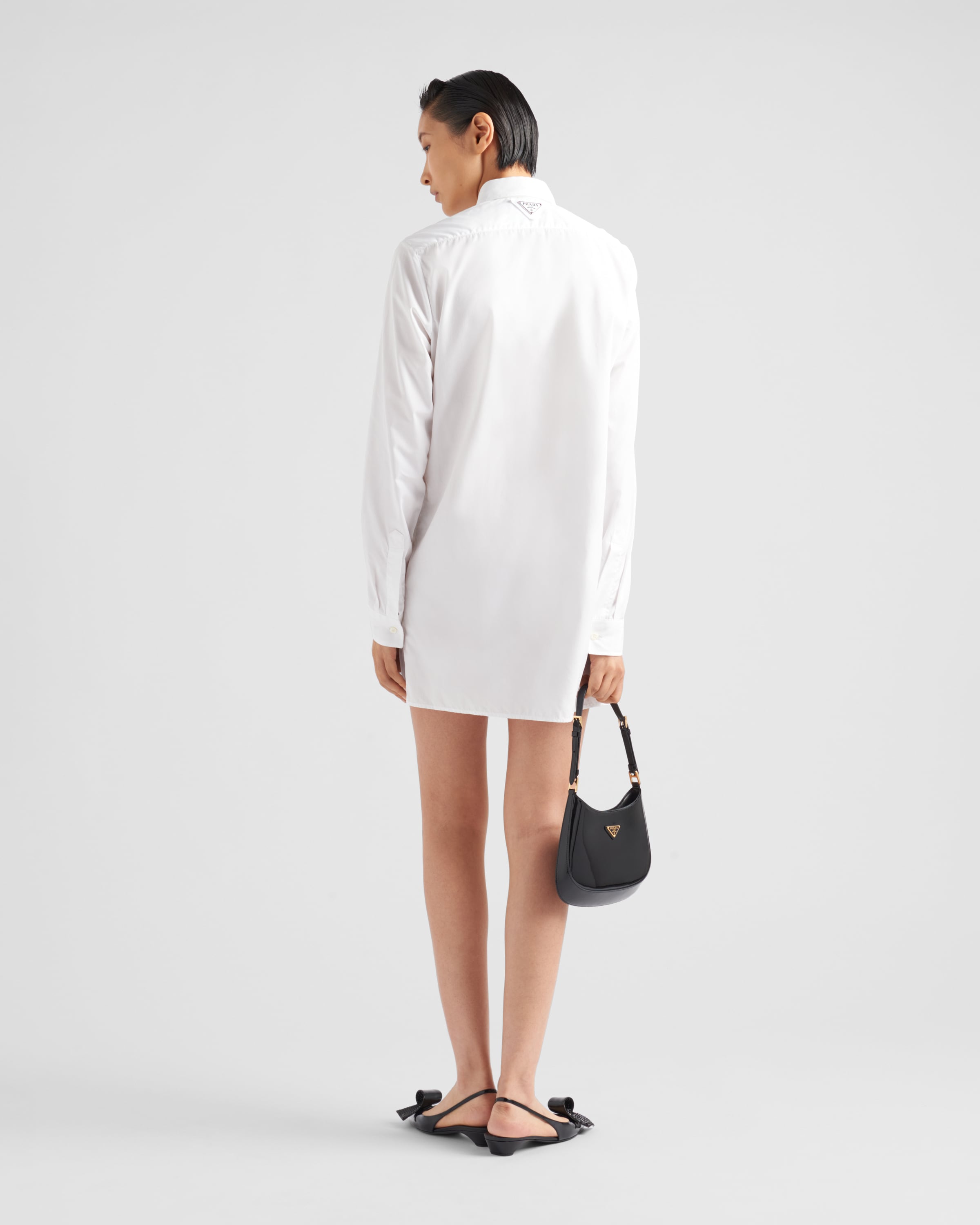 【関税&送料込】Prada White Poplin Shirt Dress White Pleated Poplin Shirt Dress | PRADA