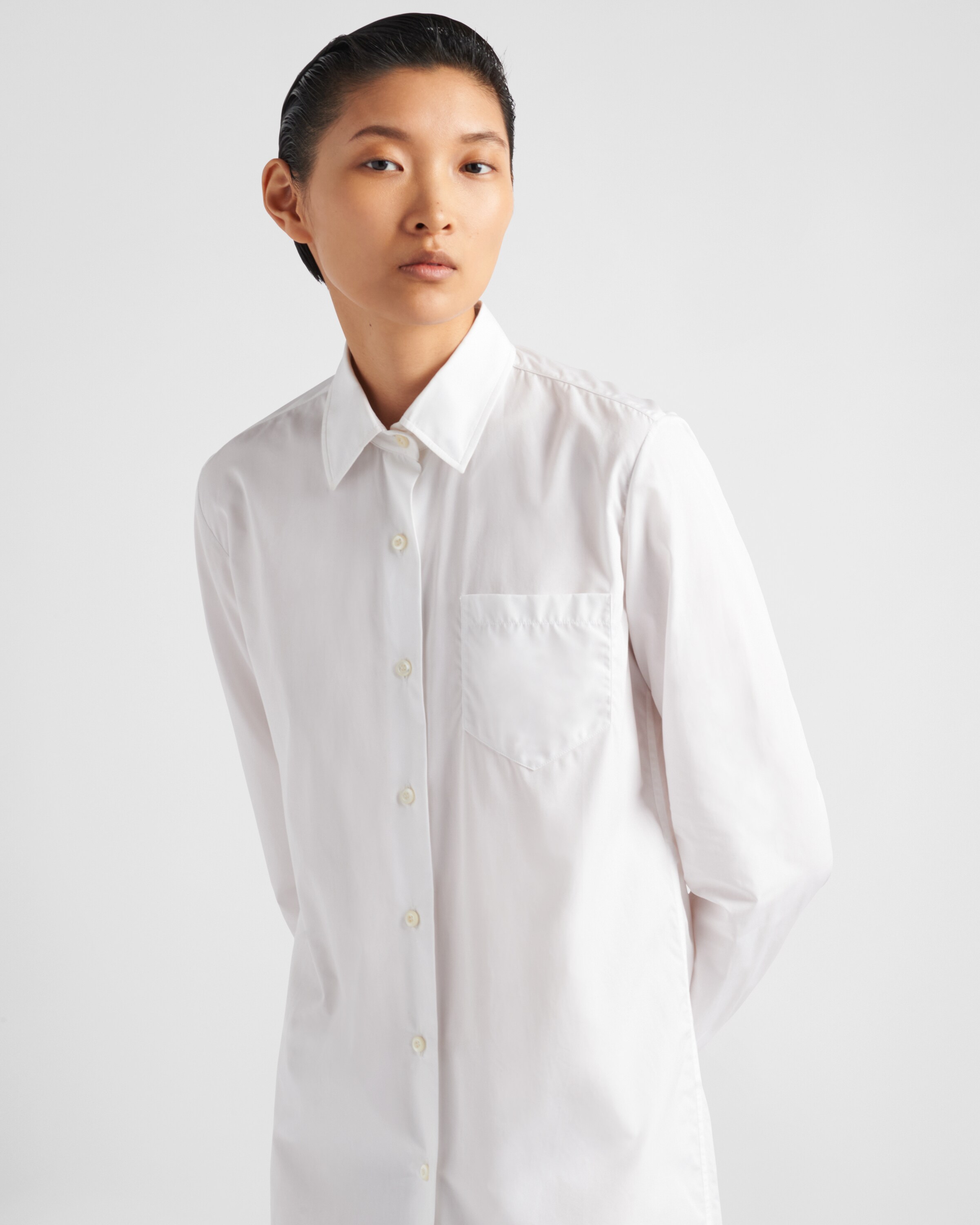 White Poplin Mini Shirtdress | PRADA