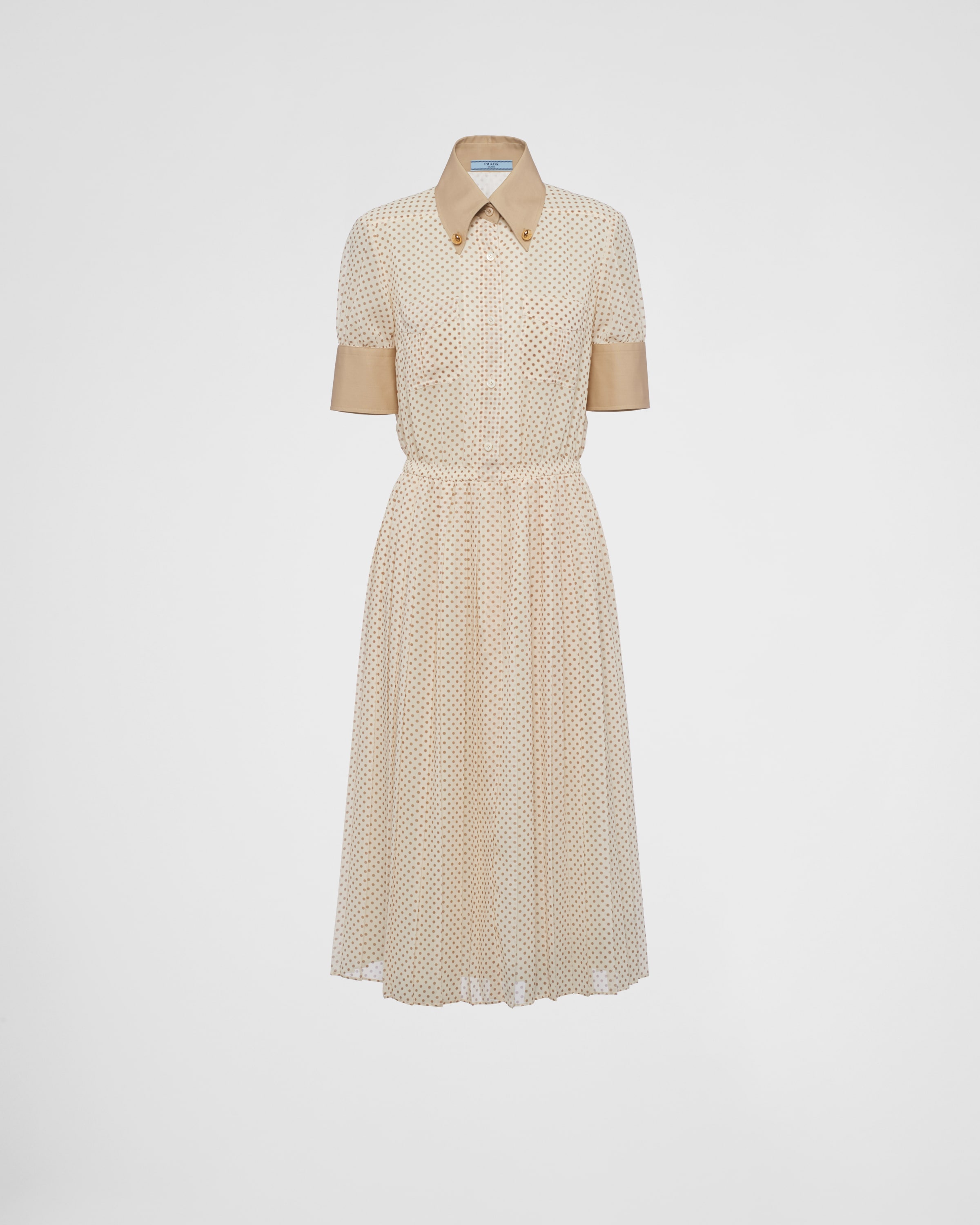 Ivory Printed Georgette Dress PRADA