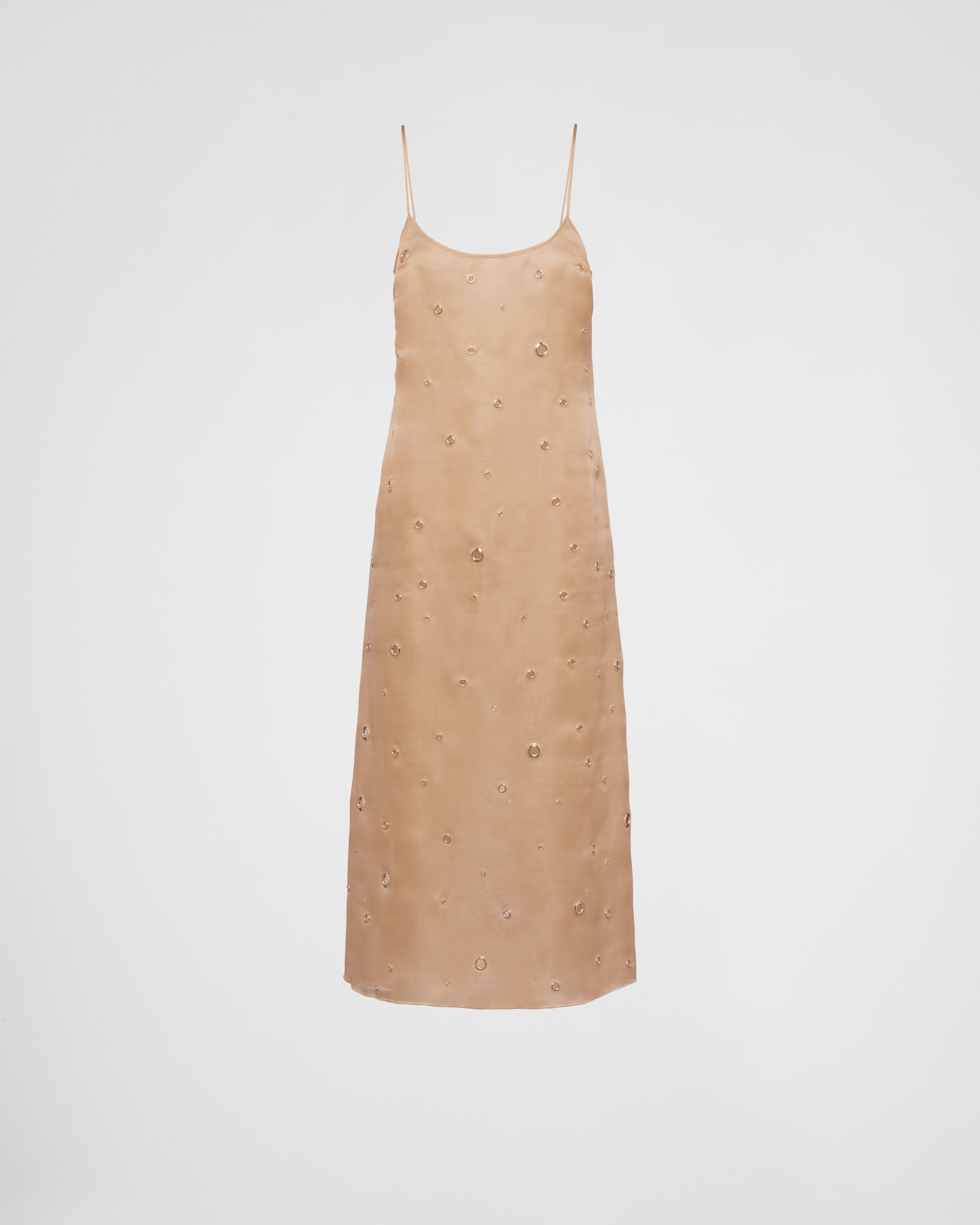 Prada Embroidered Organza Dress In Cord