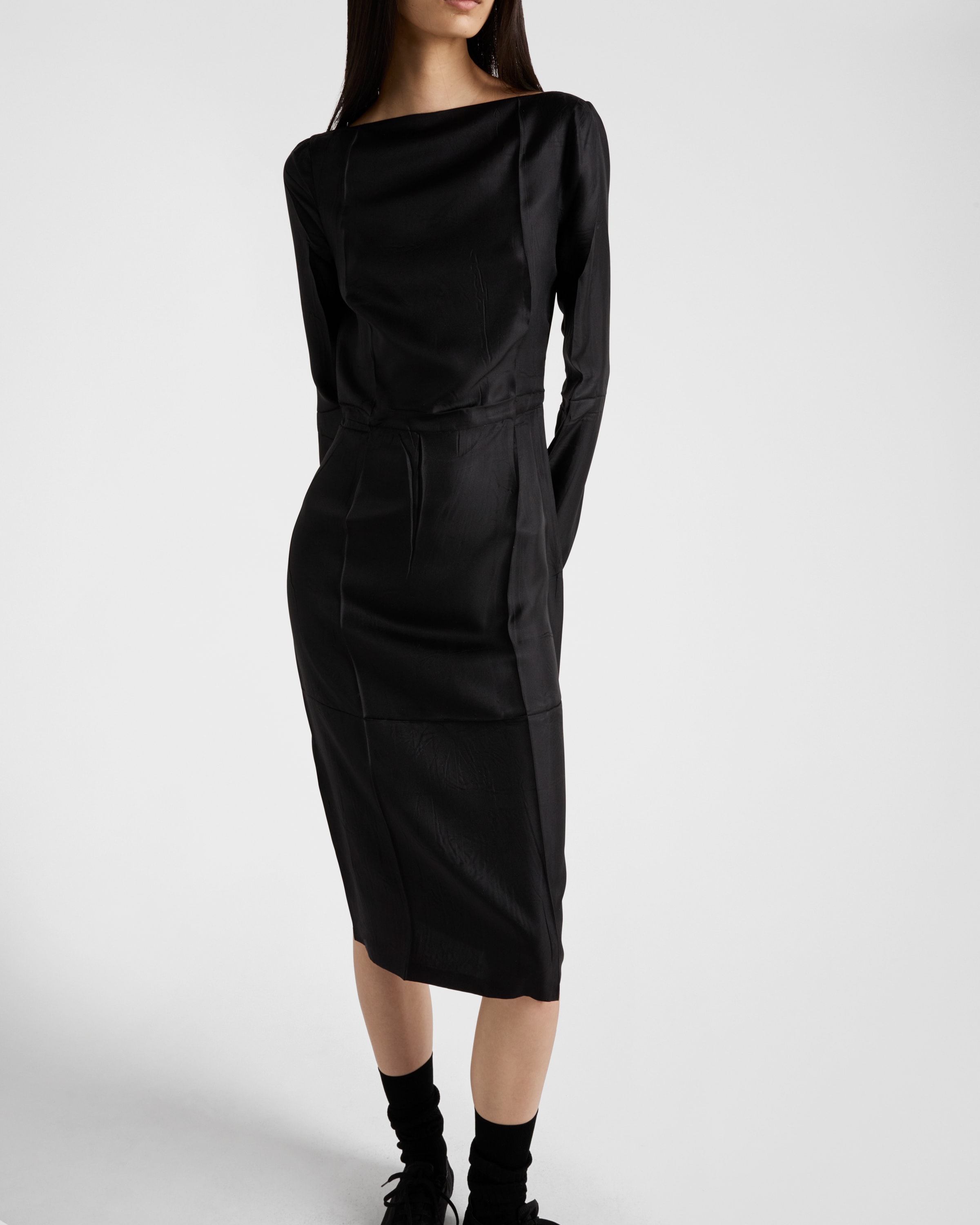 【関税&送料込】Prada Black Twill Dress Silk twill slip dress in black - Prada | Mytheresa