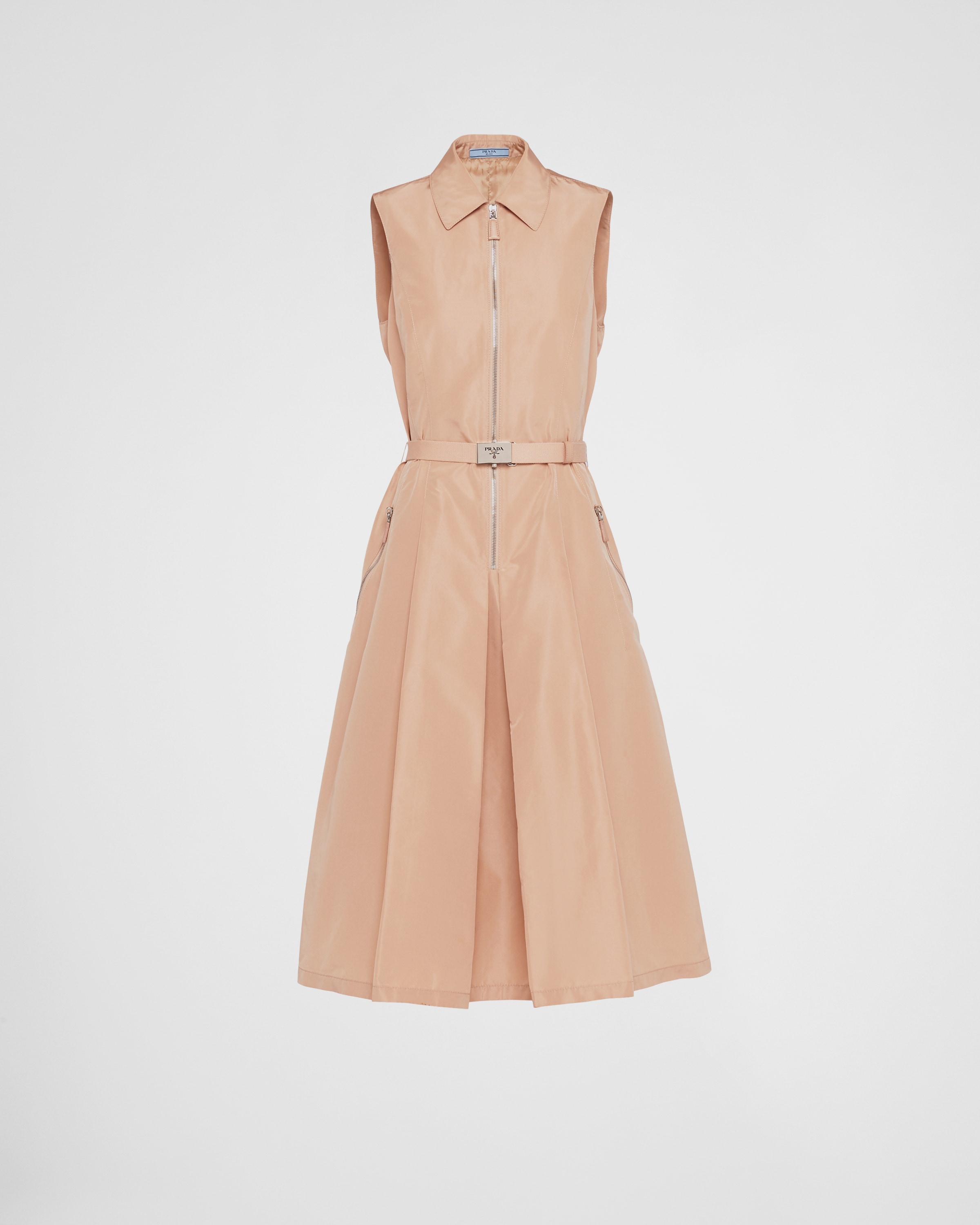 Shop Prada Faille Midi-dress In Powder Pink