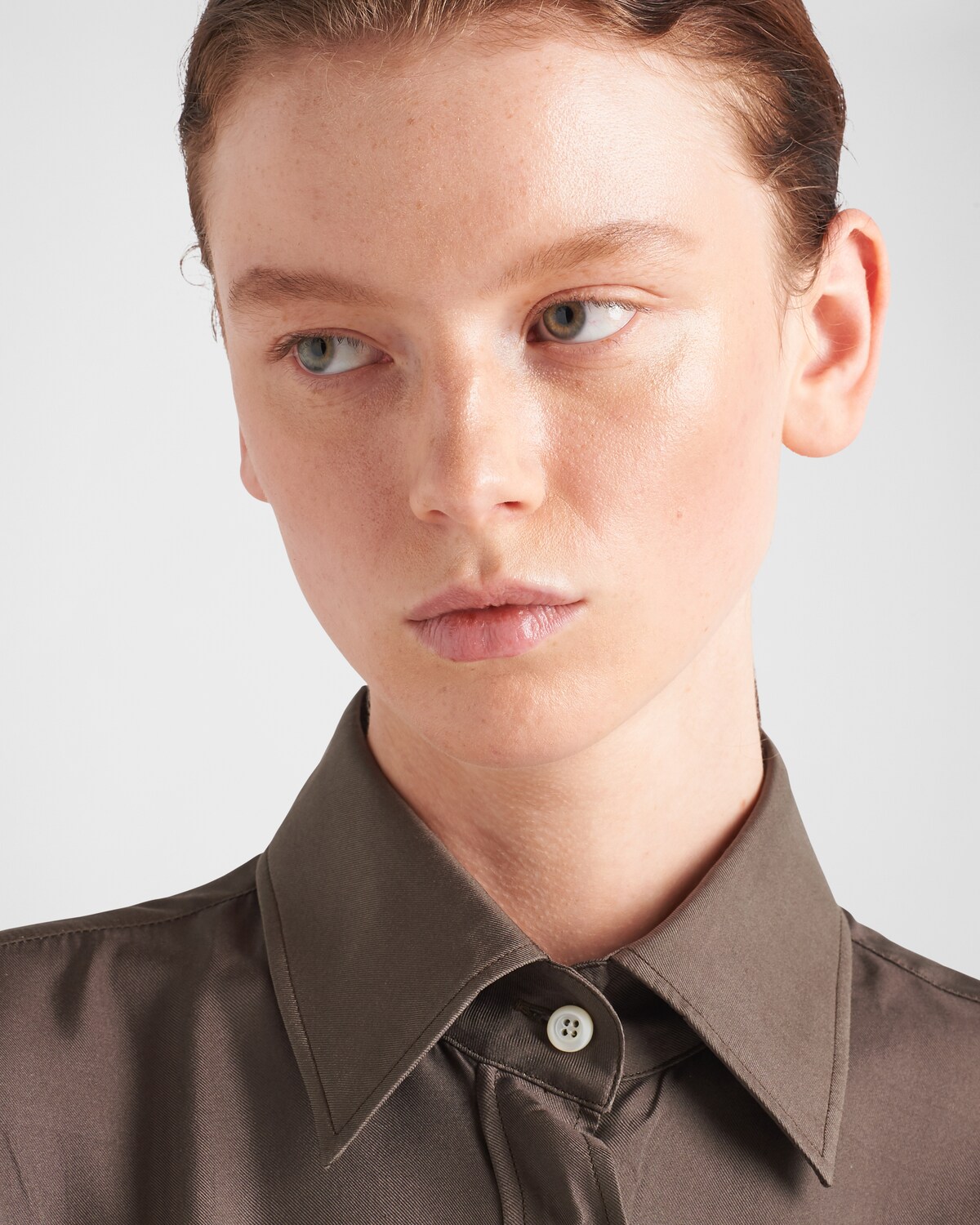 OLIVE FIT AND FLARE TWILL SHIRT DRESS main image 1