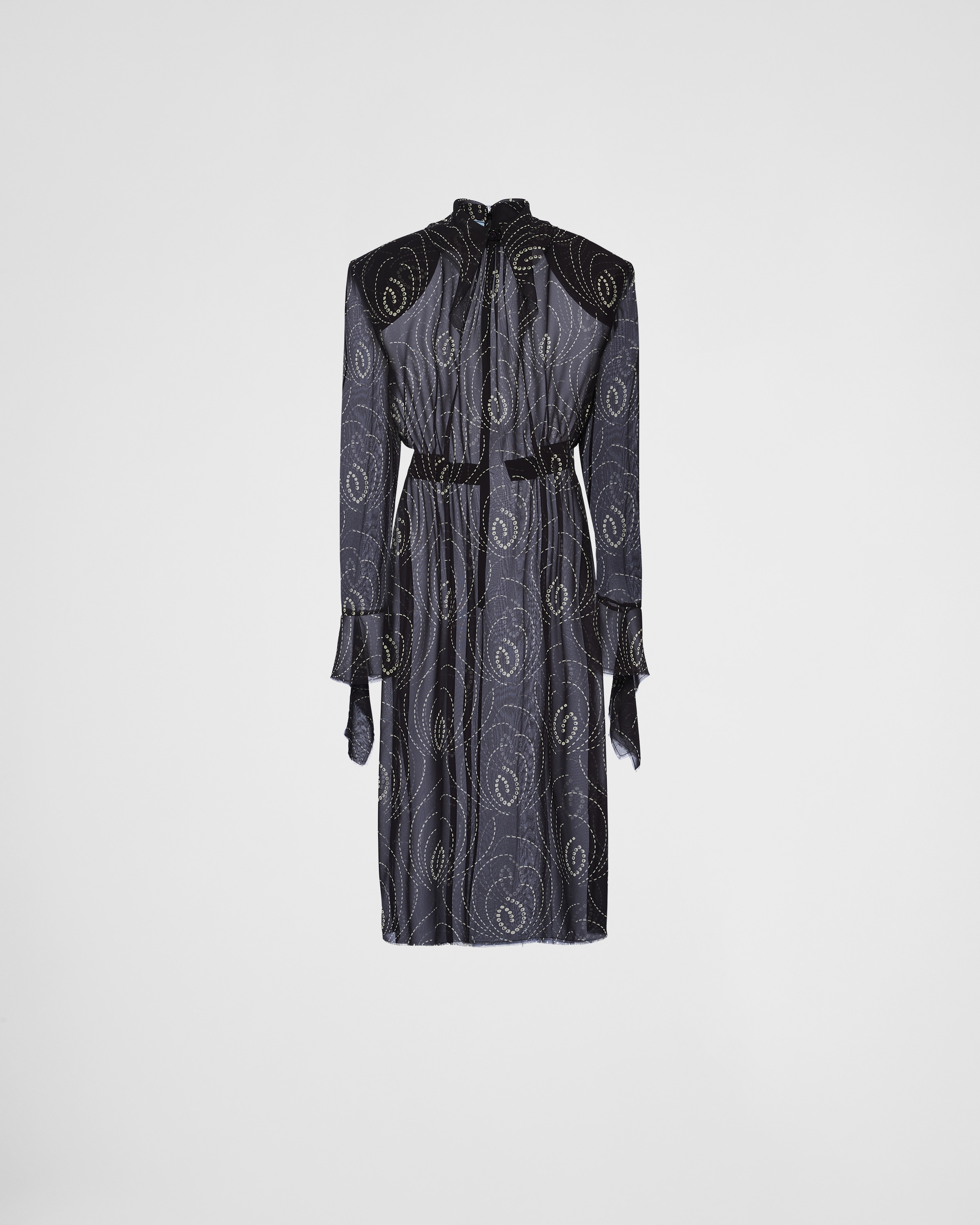 Black Printed Georgette Dress | PRADA