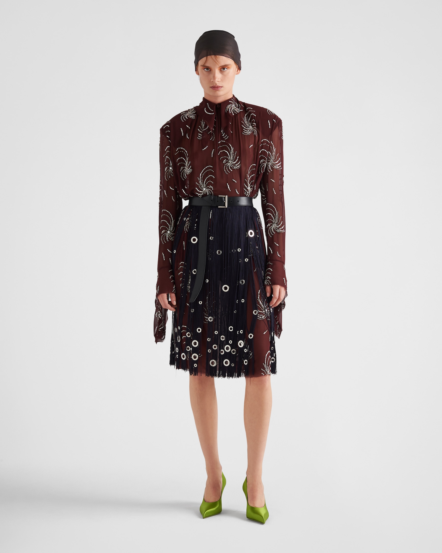 Prada Women Gonna Pencil In Georgette
