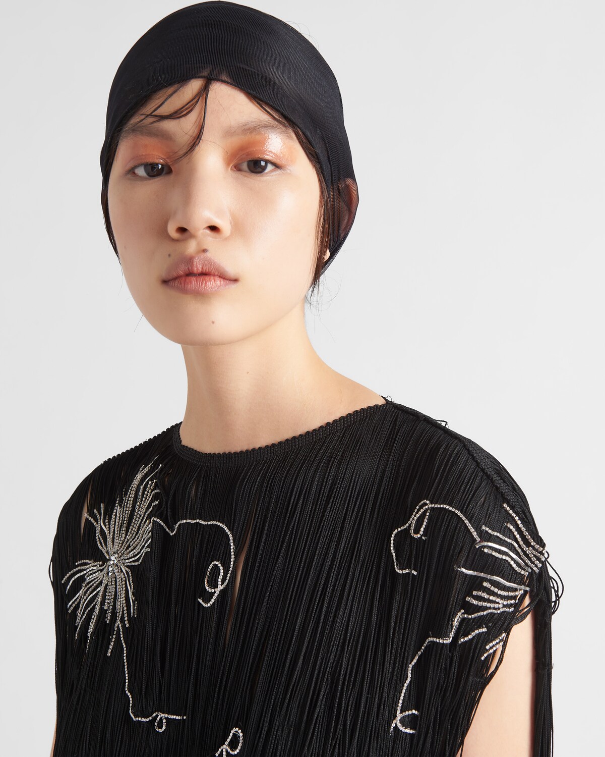 black-embroidered-dress-with-fringe-prada